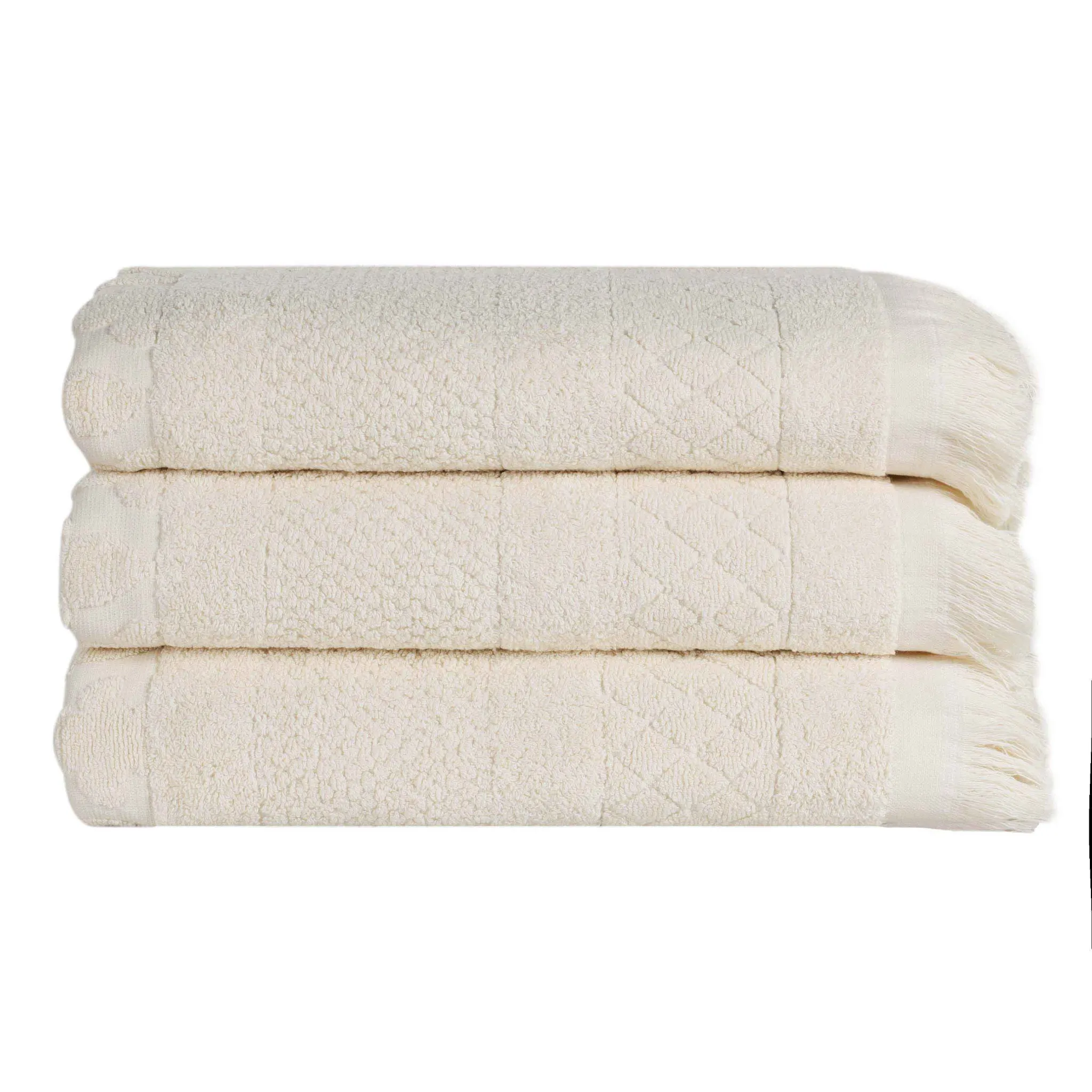 Cotton Geometric Jacquard Absorbent Bath Towel Set of 3 - Image 20