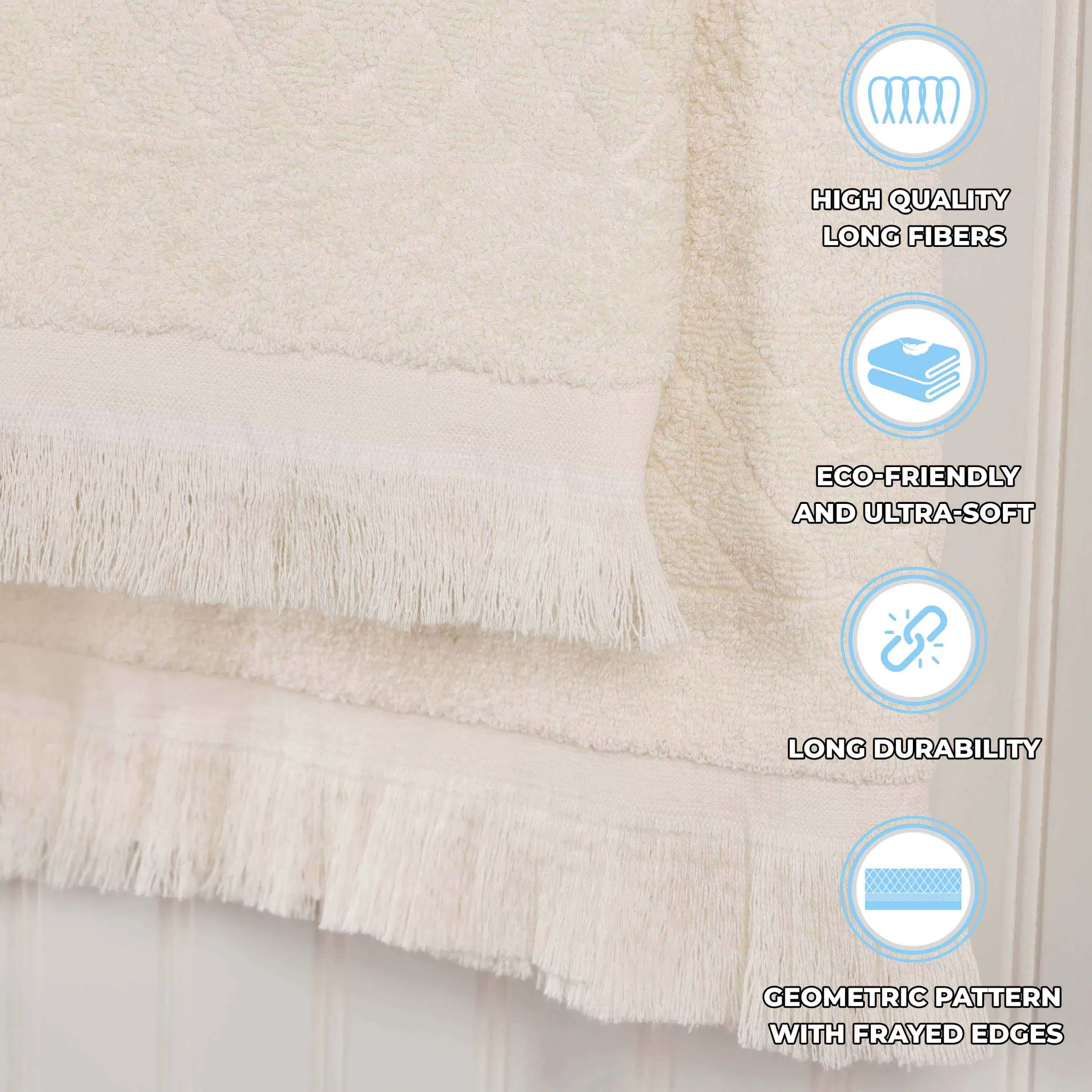 Cotton Geometric Jacquard Absorbent Bath Towel Set of 3 - Image 22