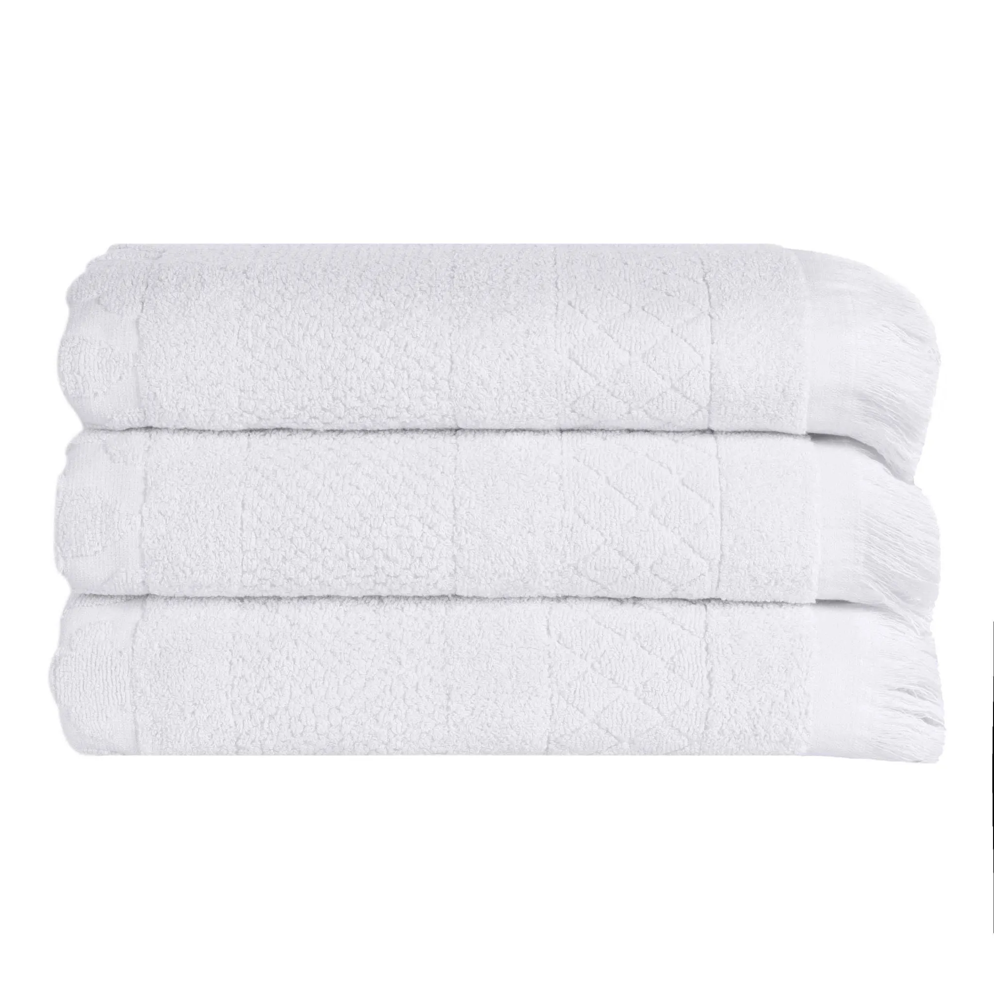 Cotton Geometric Jacquard Absorbent Bath Towel Set of 3 - Image 26