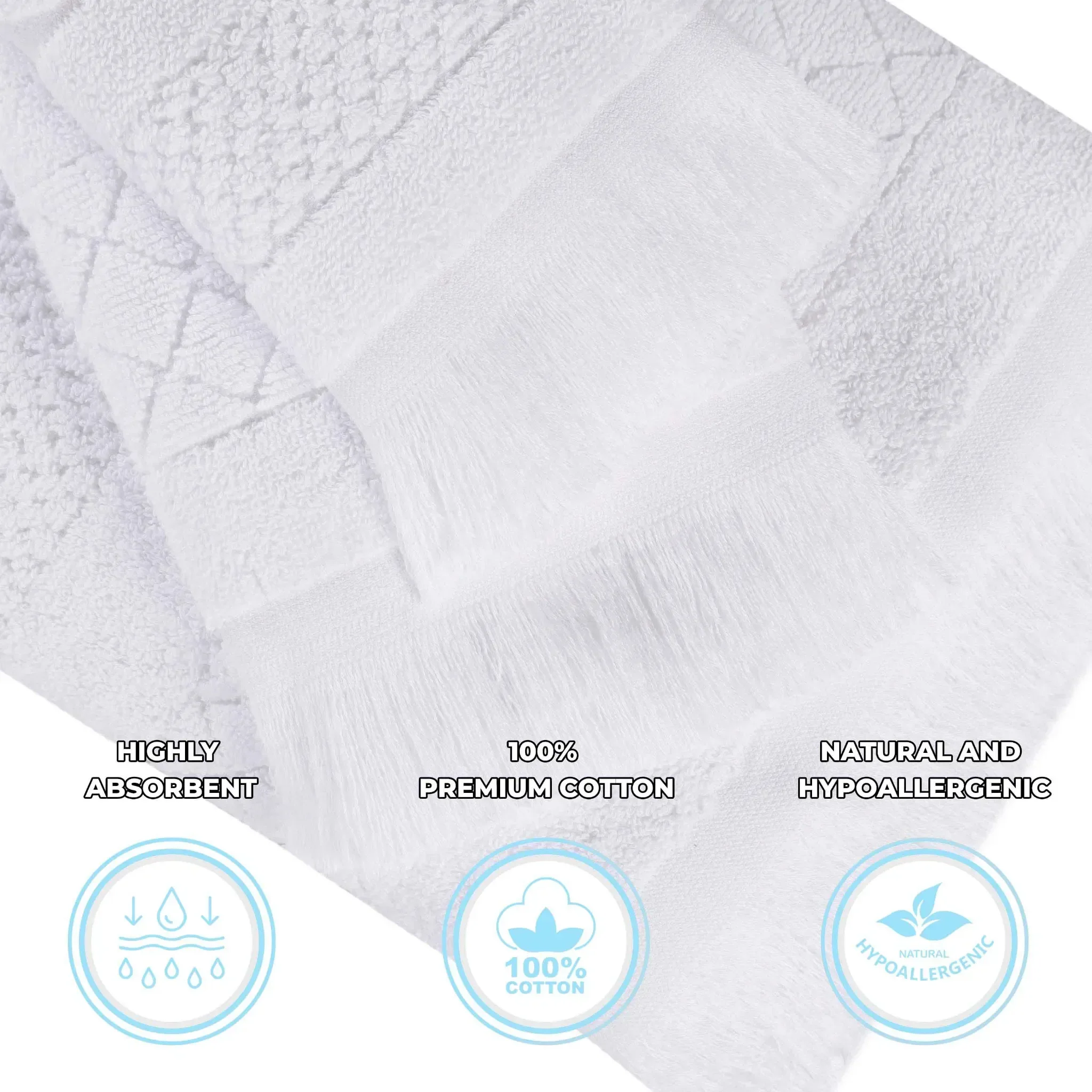 Cotton Geometric Jacquard Absorbent Bath Towel Set of 3 - Image 27