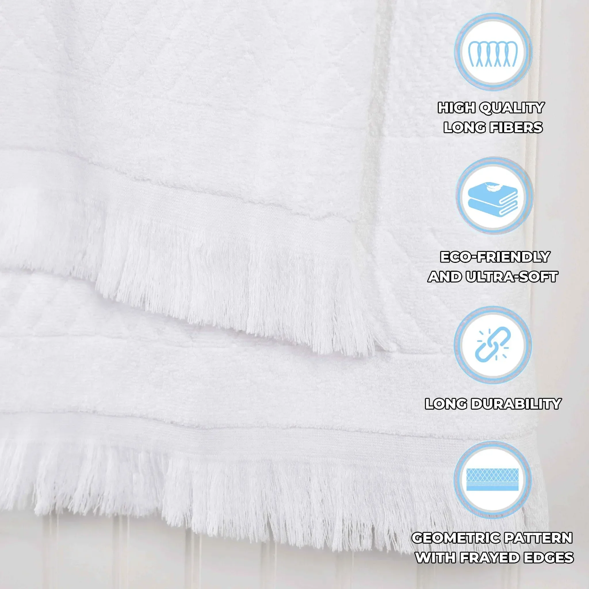 Cotton Geometric Jacquard Absorbent Bath Towel Set of 3 - Image 28