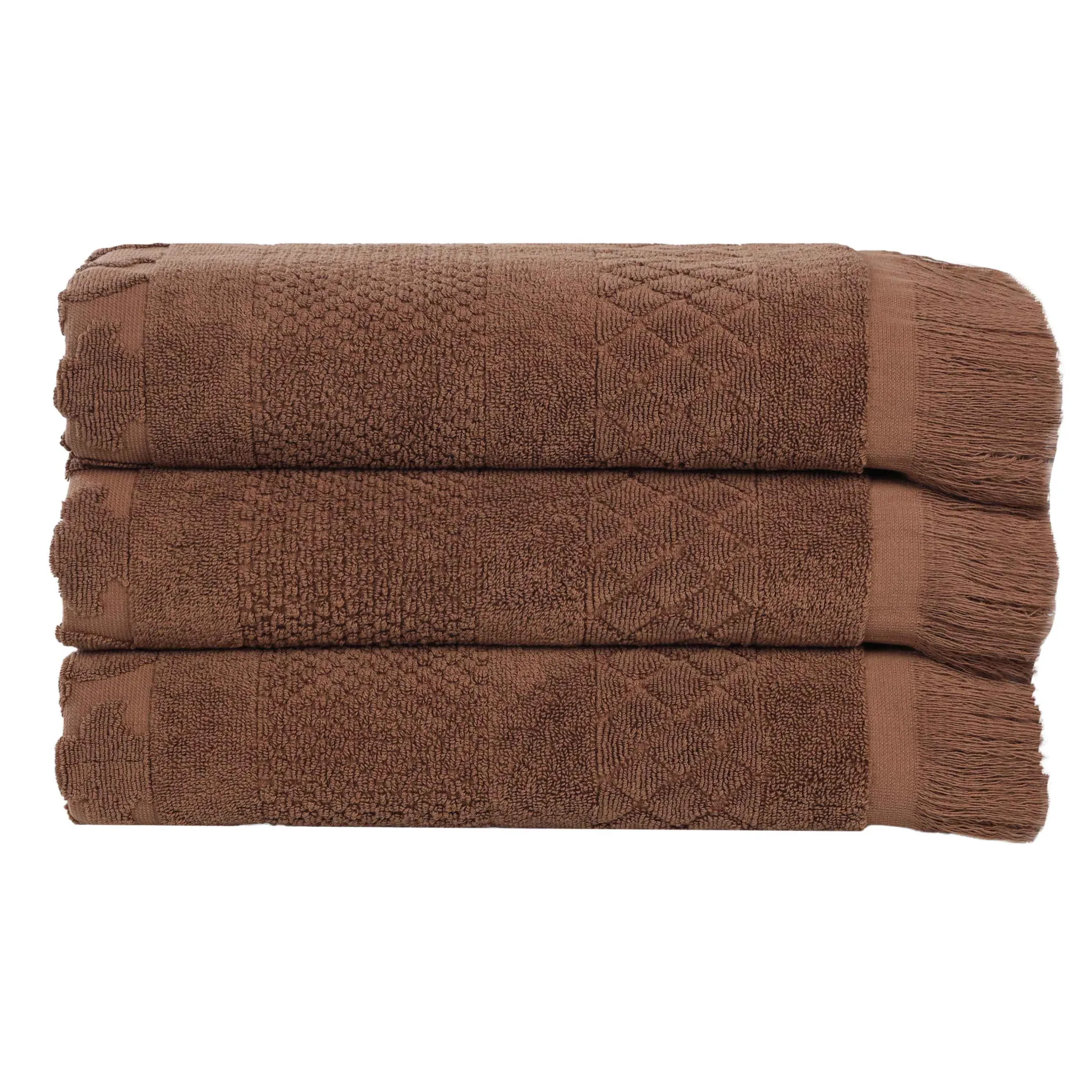 Cotton Geometric Jacquard Absorbent Bath Towel Set of 3 - Image 32