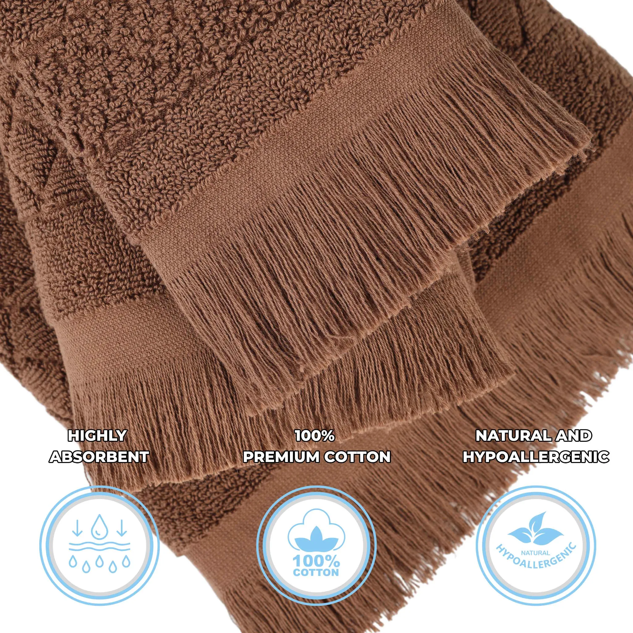 Cotton Geometric Jacquard Absorbent Bath Towel Set of 3 - Image 33