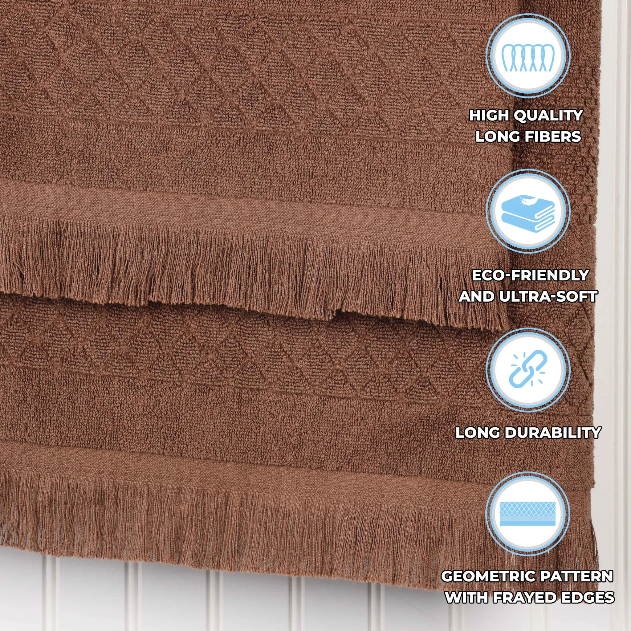 Cotton Geometric Jacquard Absorbent Bath Towel Set of 3 - Image 34