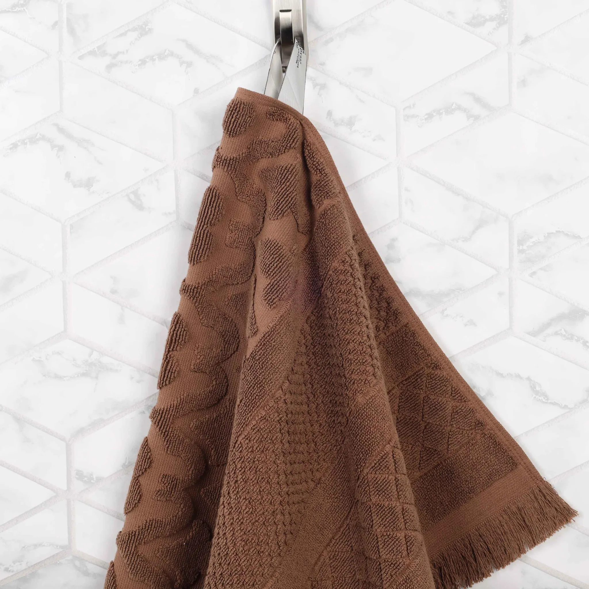 Cotton Geometric Jacquard Absorbent Bath Towel Set of 3 - Image 36