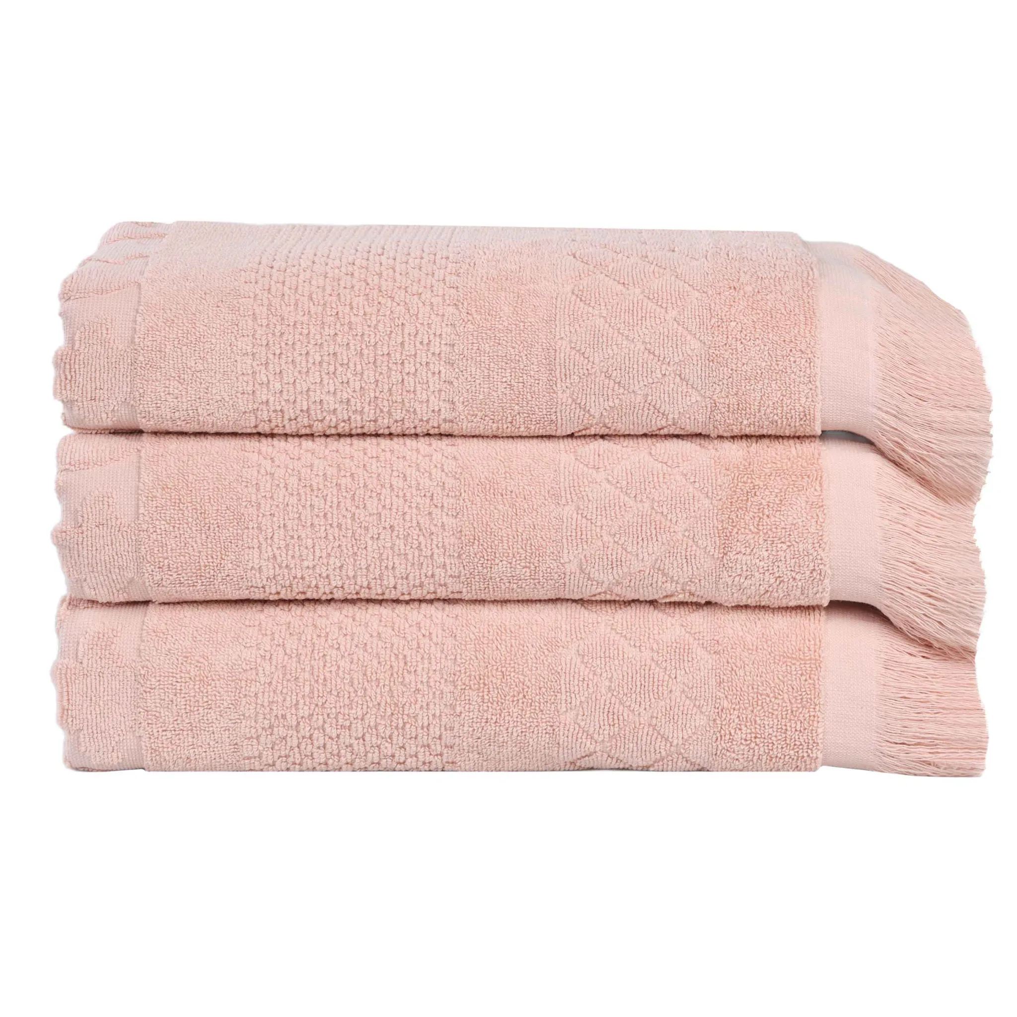 Cotton Geometric Jacquard Absorbent Bath Towel Set of 3 - Image 38