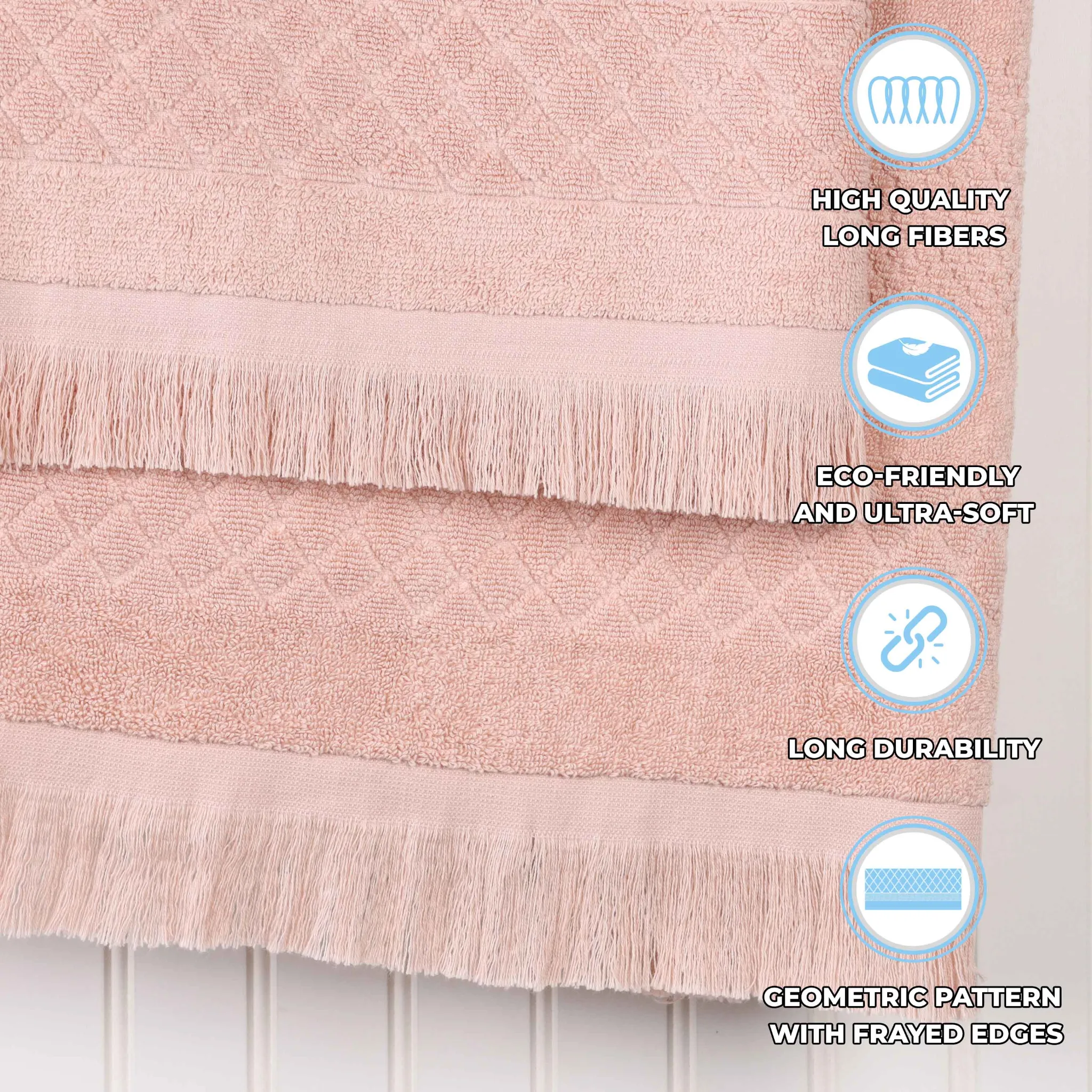 Cotton Geometric Jacquard Absorbent Bath Towel Set of 3 - Image 40
