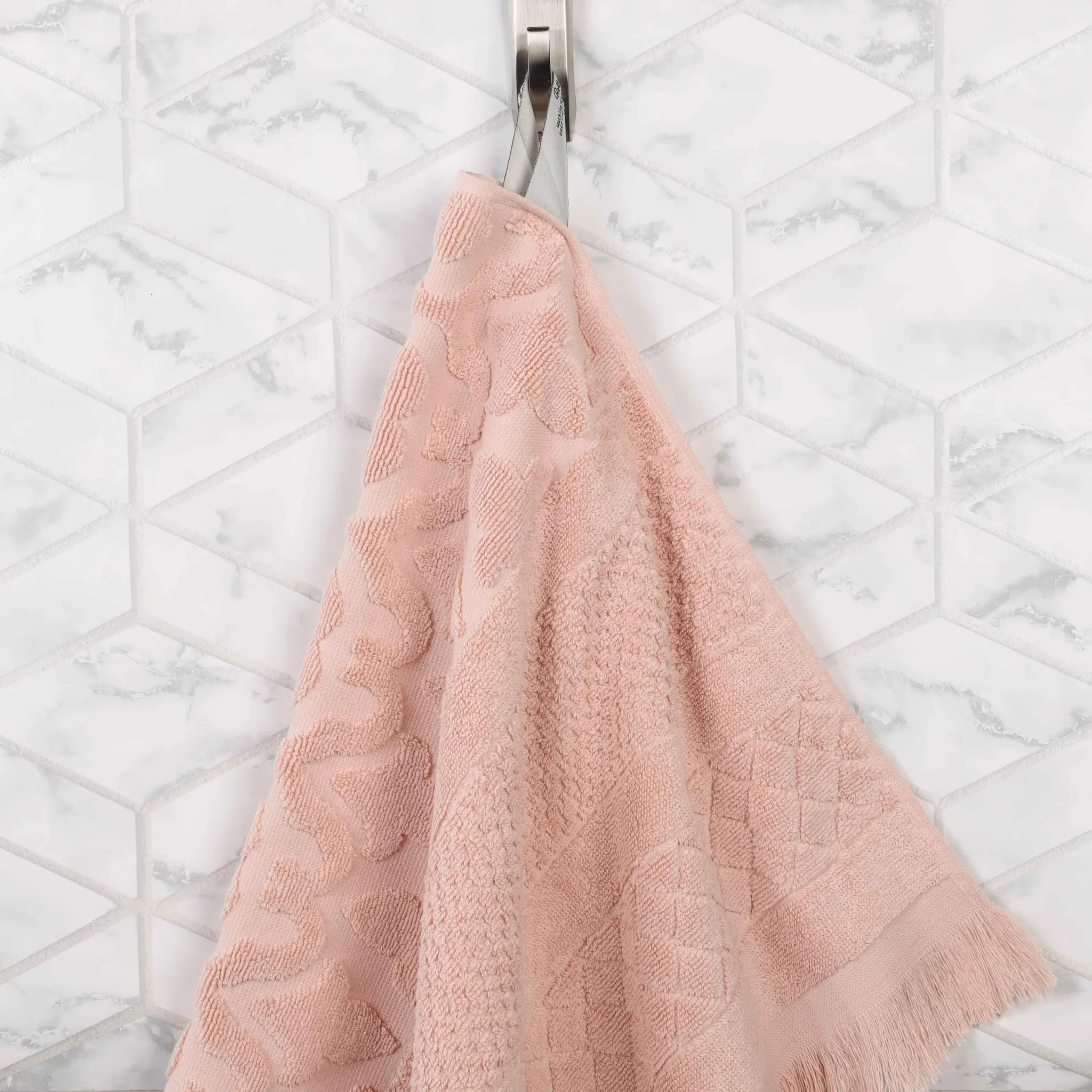 Cotton Geometric Jacquard Absorbent Bath Towel Set of 3 - Image 42
