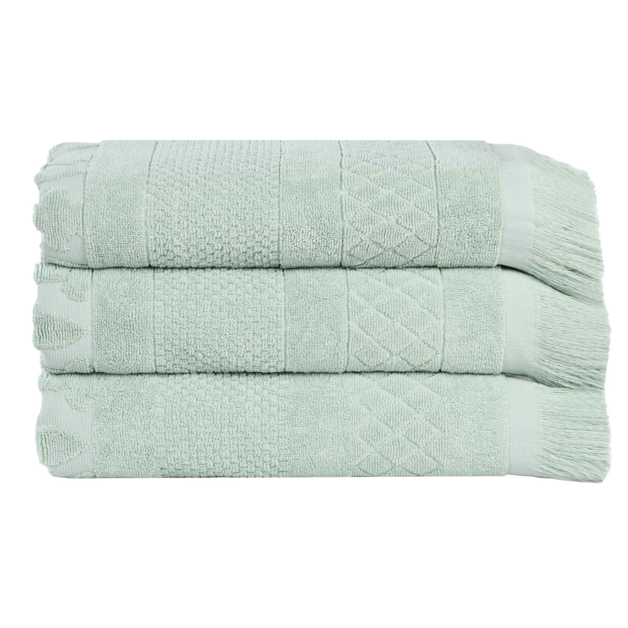 Cotton Geometric Jacquard Absorbent Bath Towel Set of 3 - Image 44