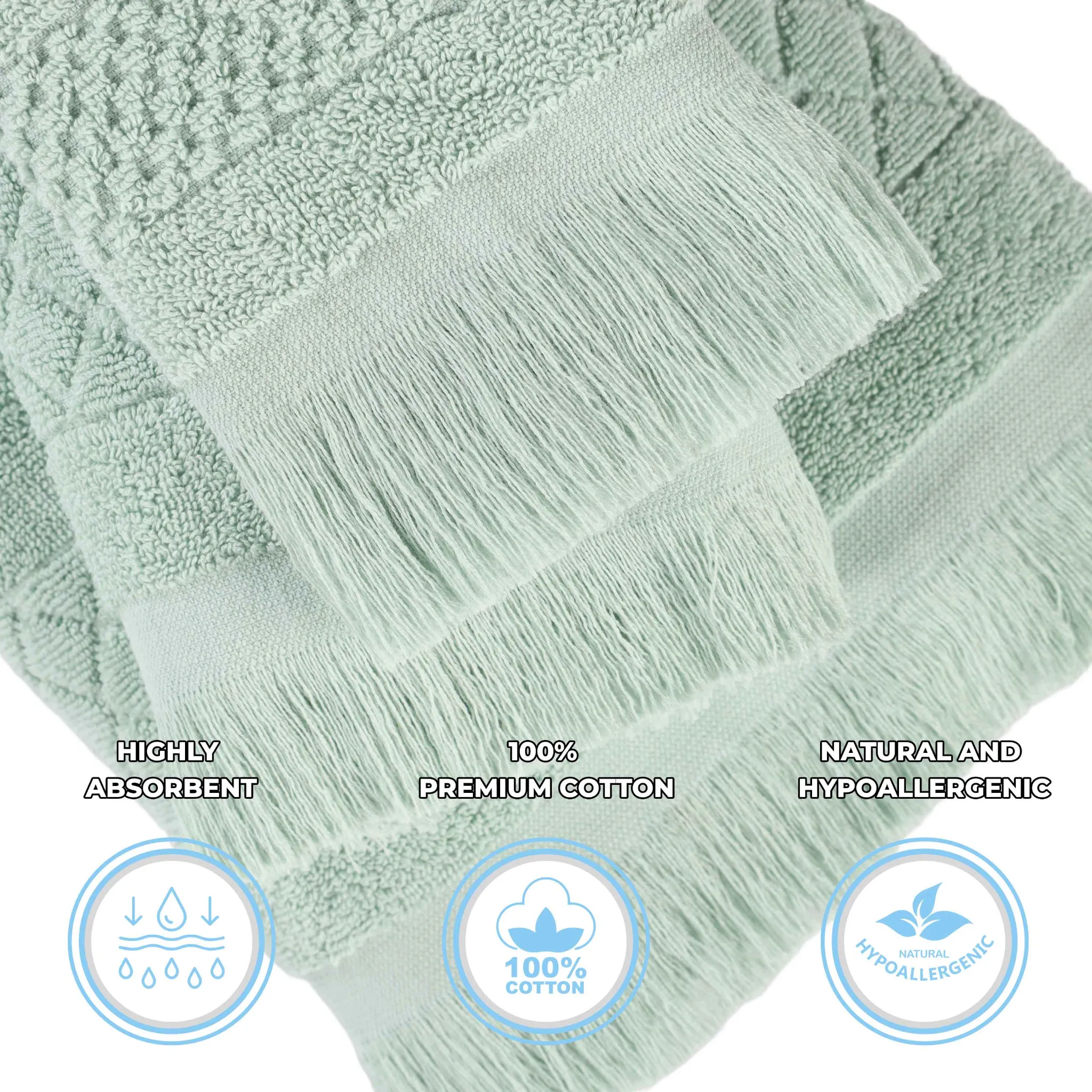 Cotton Geometric Jacquard Absorbent Bath Towel Set of 3 - Image 45