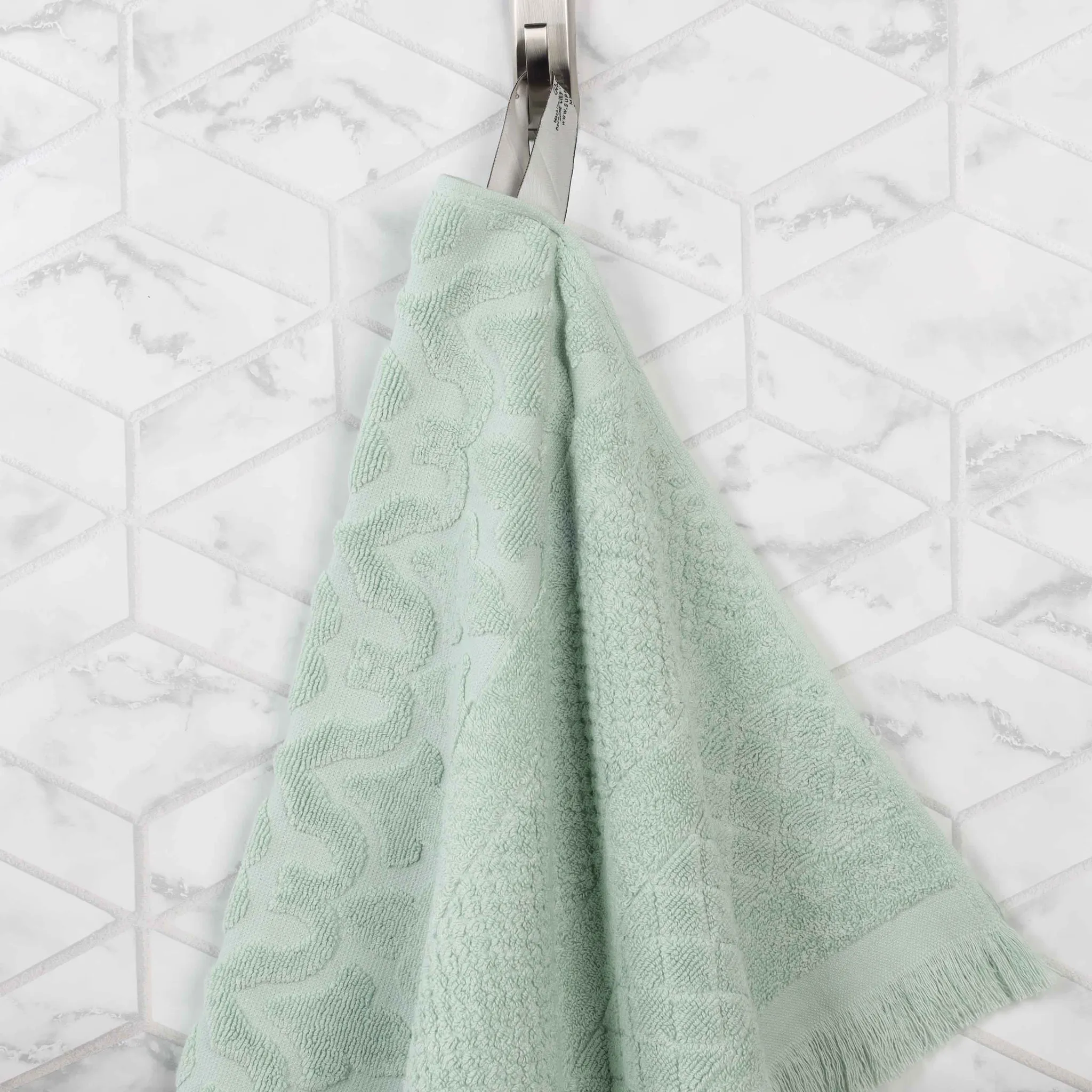 Cotton Geometric Jacquard Absorbent Bath Towel Set of 3 - Image 48