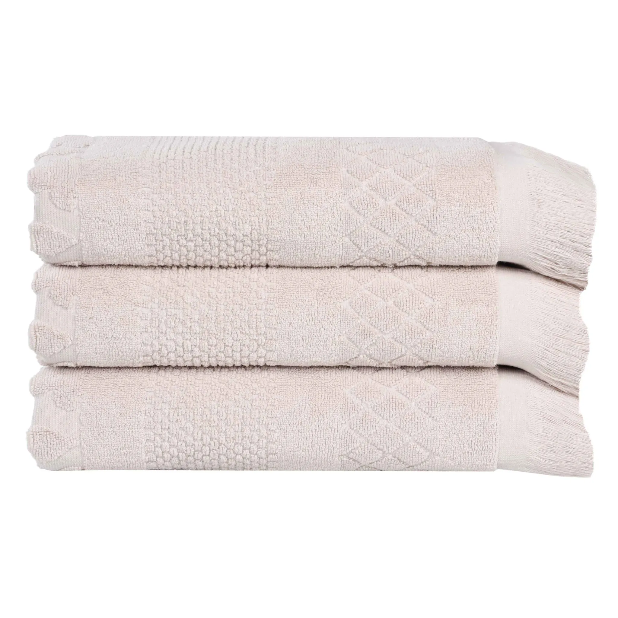Cotton Geometric Jacquard Absorbent Bath Towel Set of 3 - Image 50