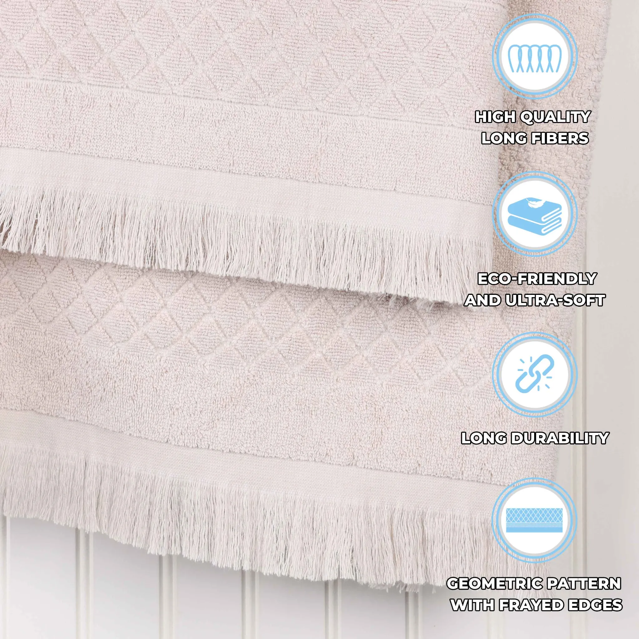Cotton Geometric Jacquard Absorbent Bath Towel Set of 3 - Image 52