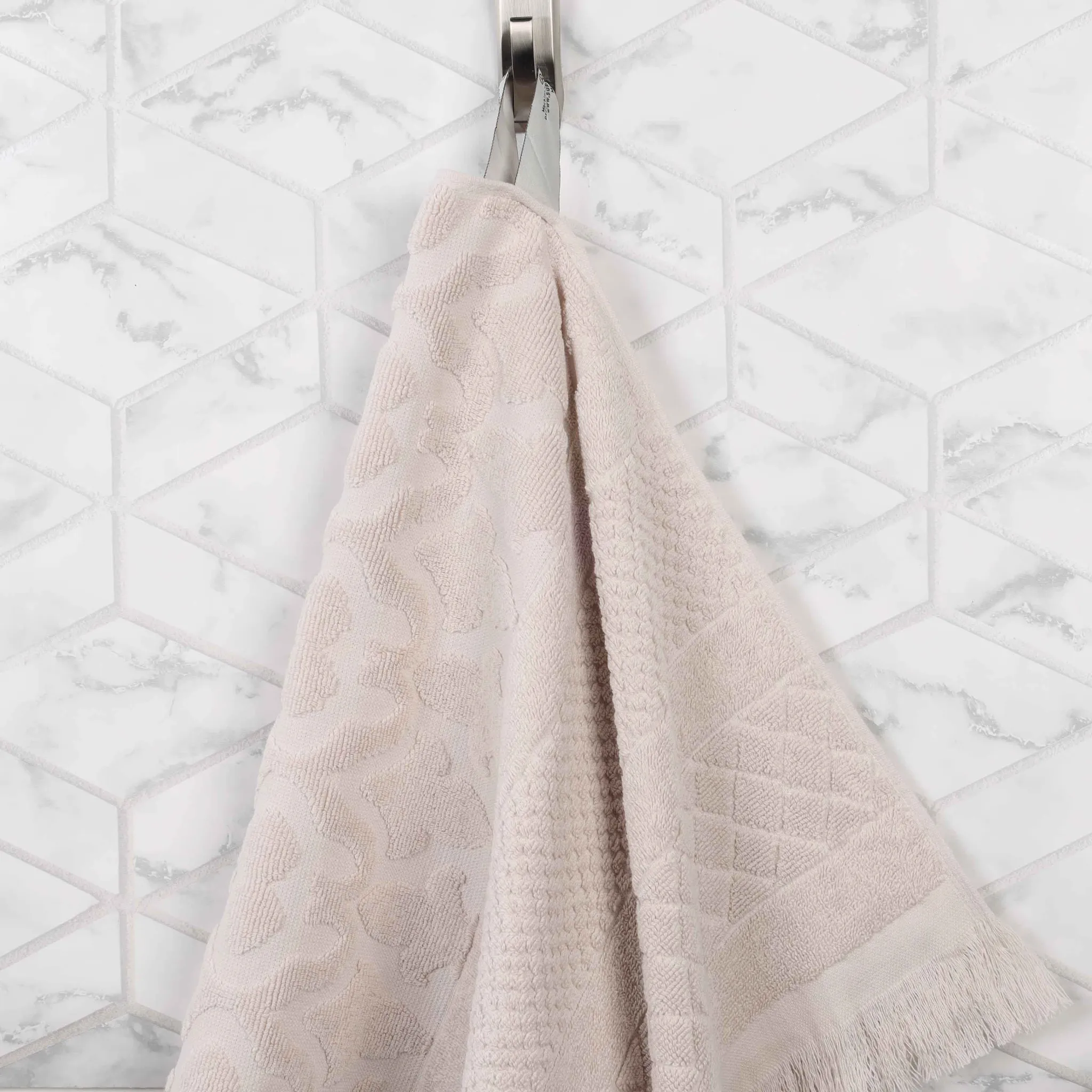 Cotton Geometric Jacquard Absorbent Bath Towel Set of 3 - Image 54
