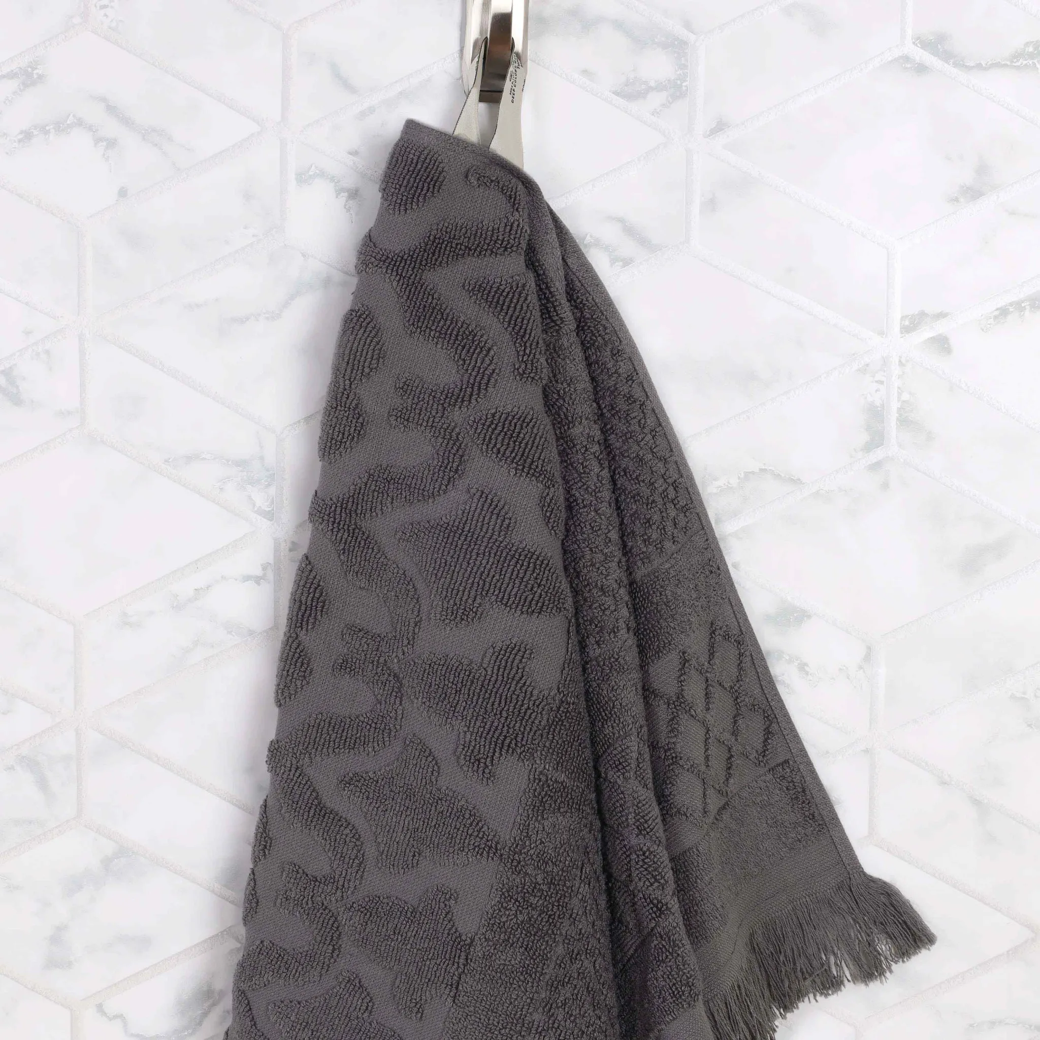 Cotton Geometric Jacquard Absorbent Bath Towel Set of 3 - Image 6