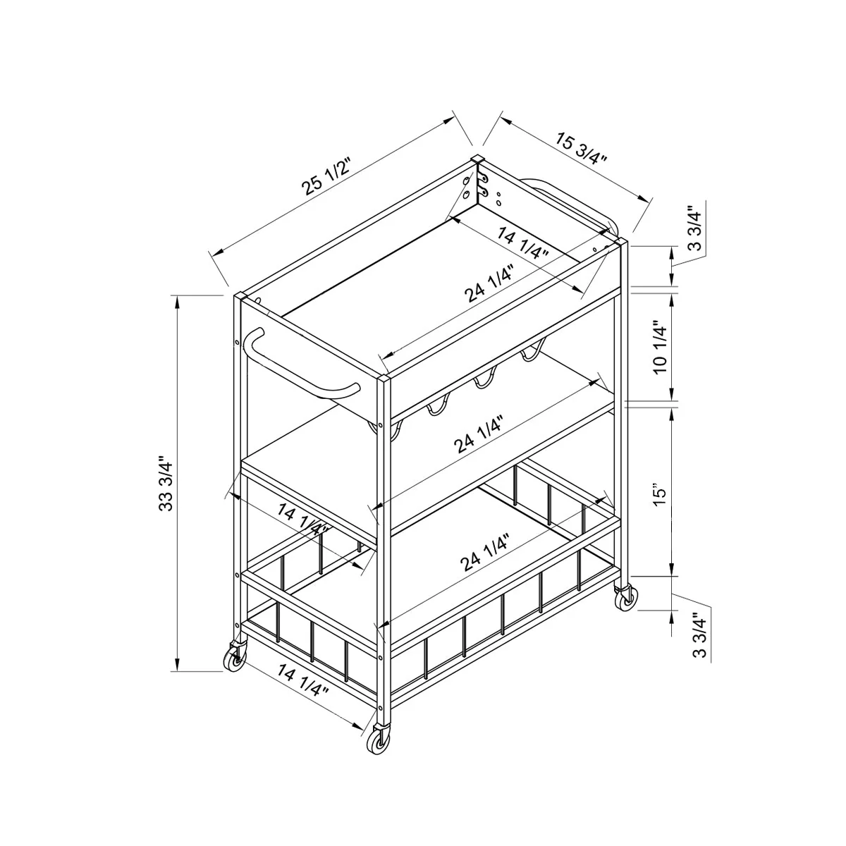 Rolling Kitchen Cart with Three Tiers - Image 4