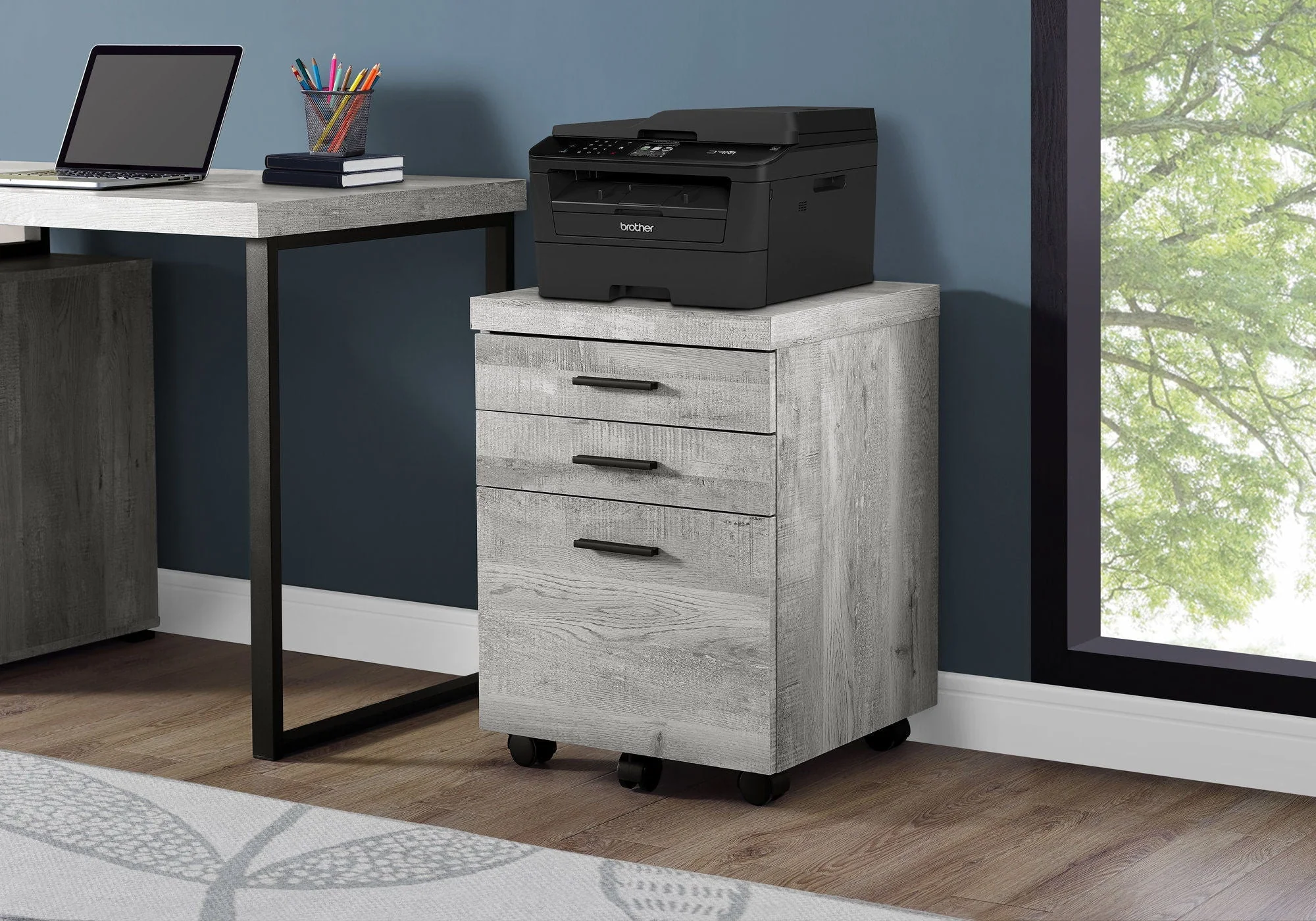 Rolling Mobile File Cabinet with Storage Drawers & Printer Stand - Image 2