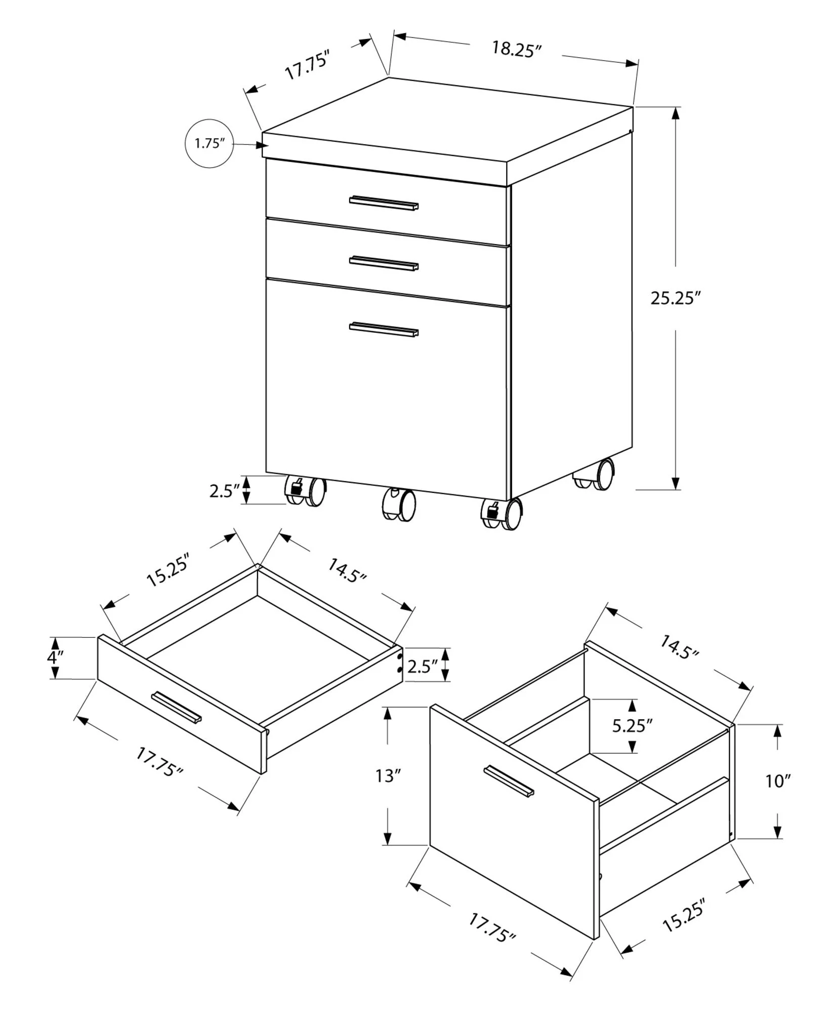 Rolling Mobile File Cabinet with Storage Drawers & Printer Stand - Image 4