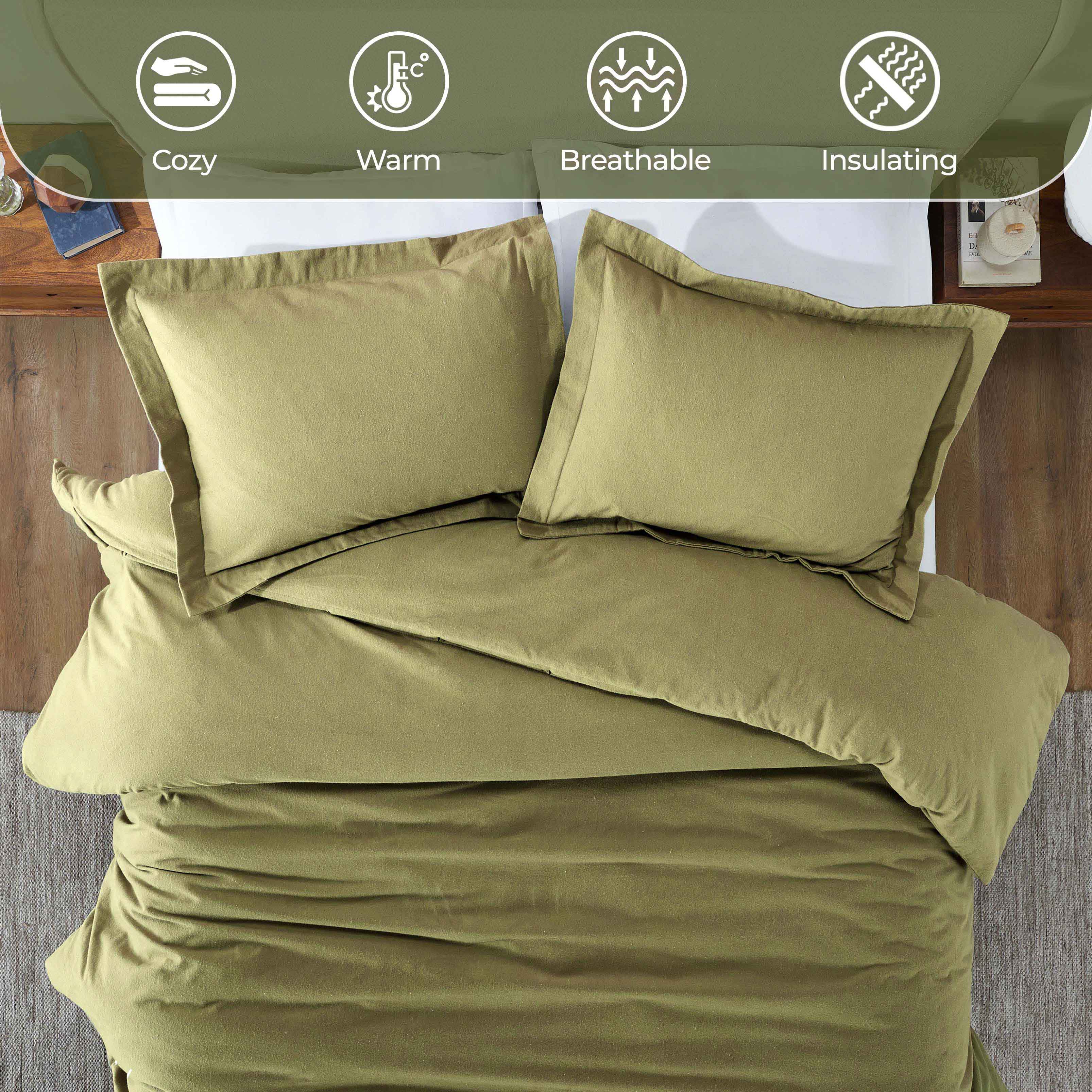 Rome Flannel Cotton Fuzzy Warm Solid Duvet Cover Set - Image 24