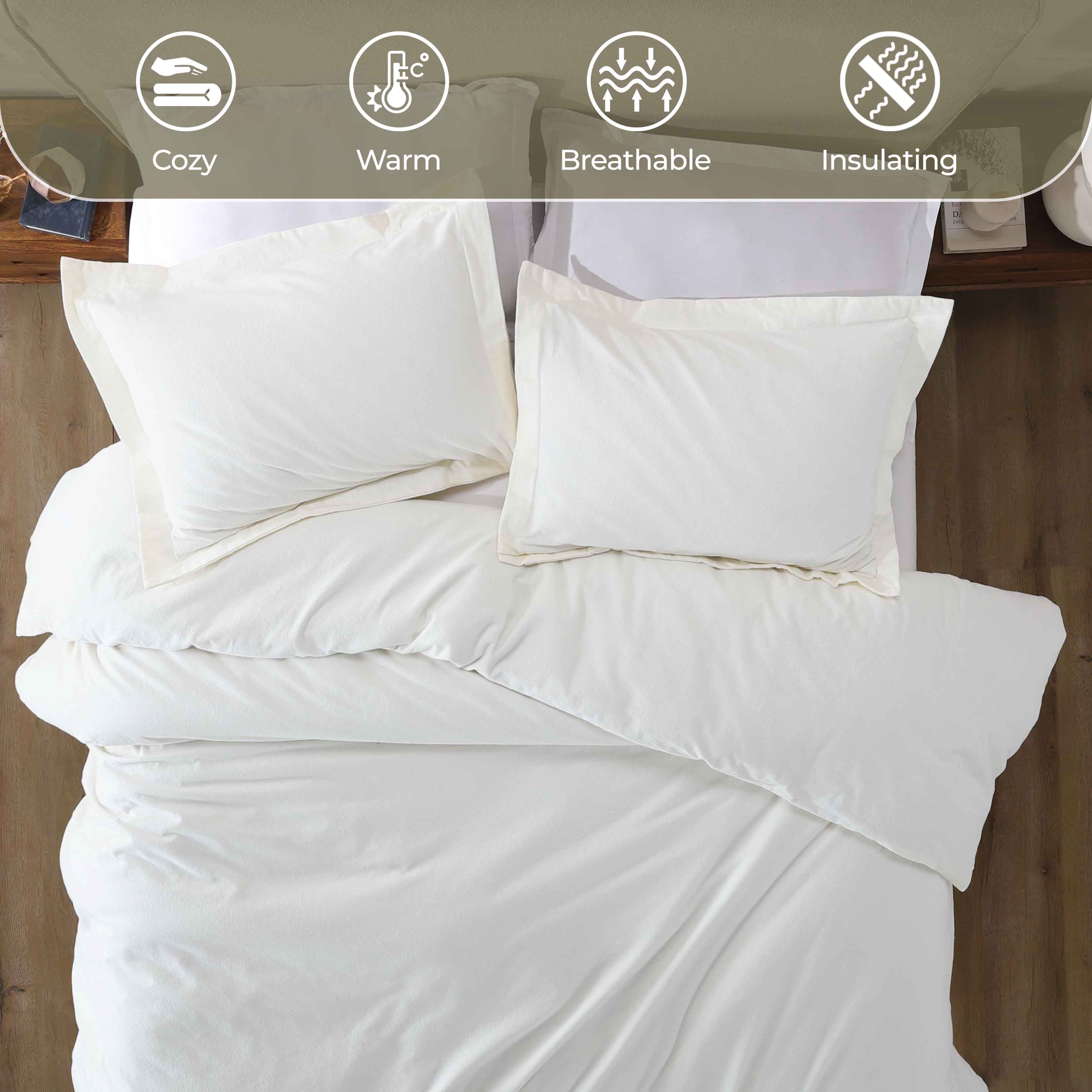 Rome Flannel Cotton Fuzzy Warm Solid Duvet Cover Set - Image 7