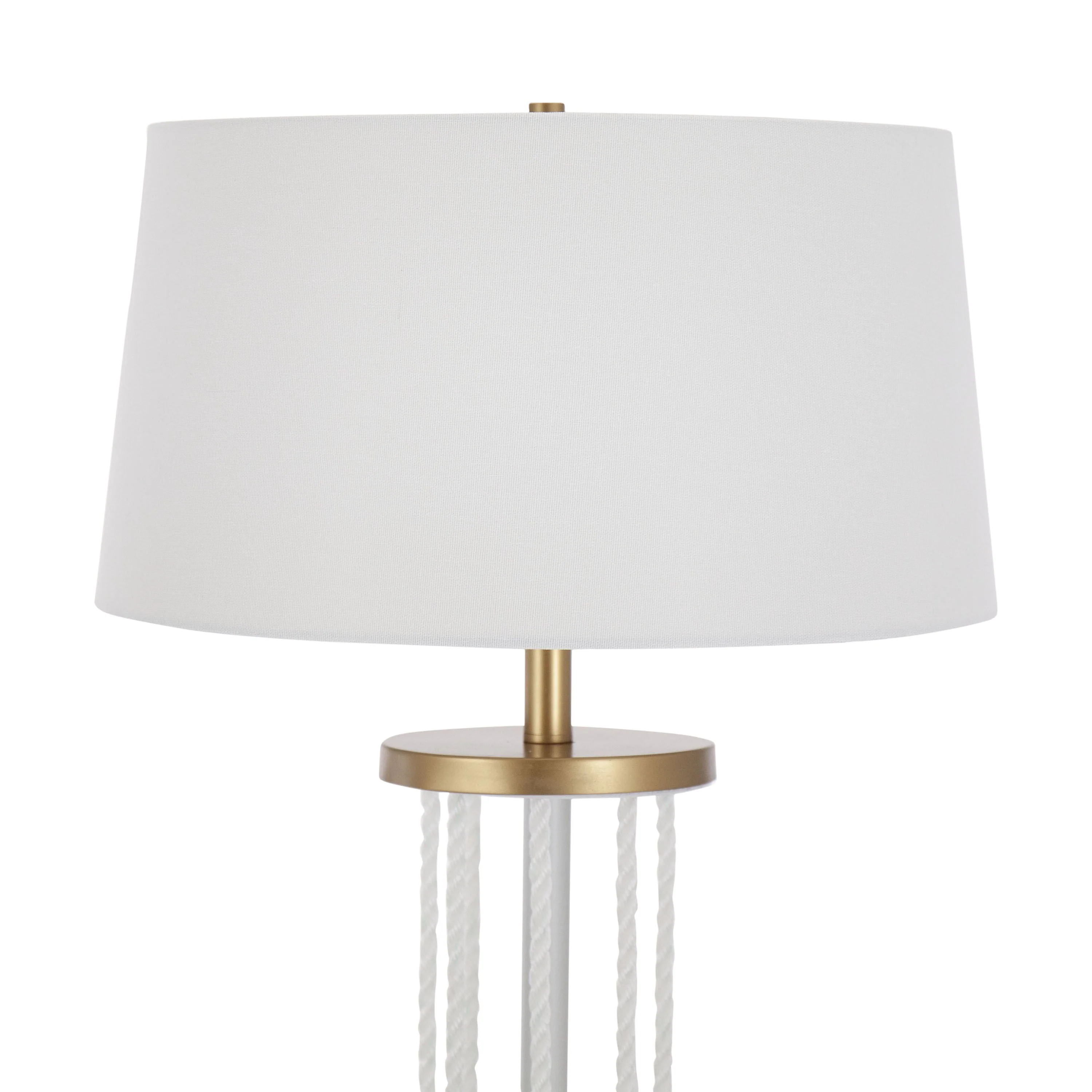 Rope Contemporary Floor Lamp in Natural Wood, White Metal, and White Rope Accent - Image 3