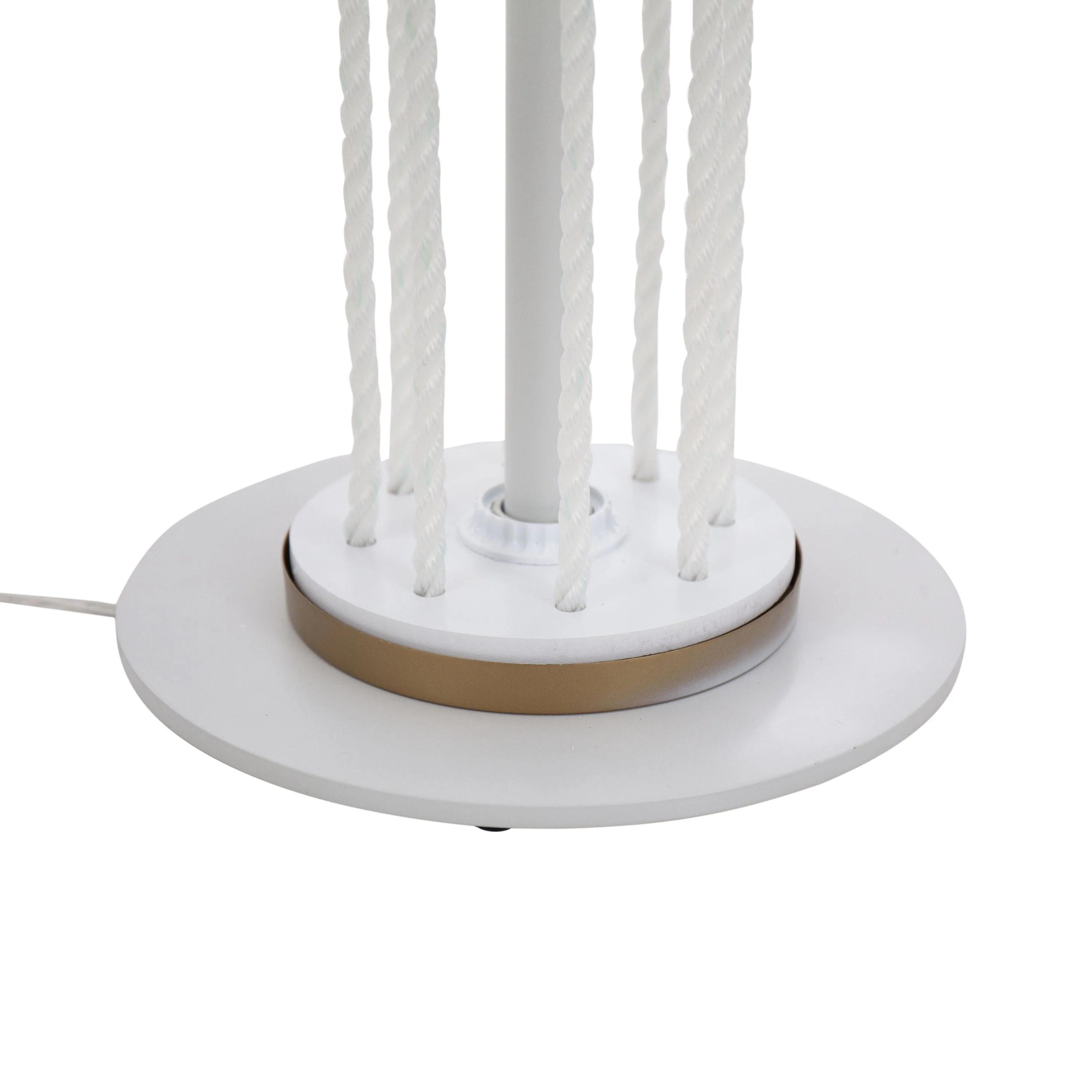 Rope Contemporary Floor Lamp in Natural Wood, White Metal, and White Rope Accent - Image 4