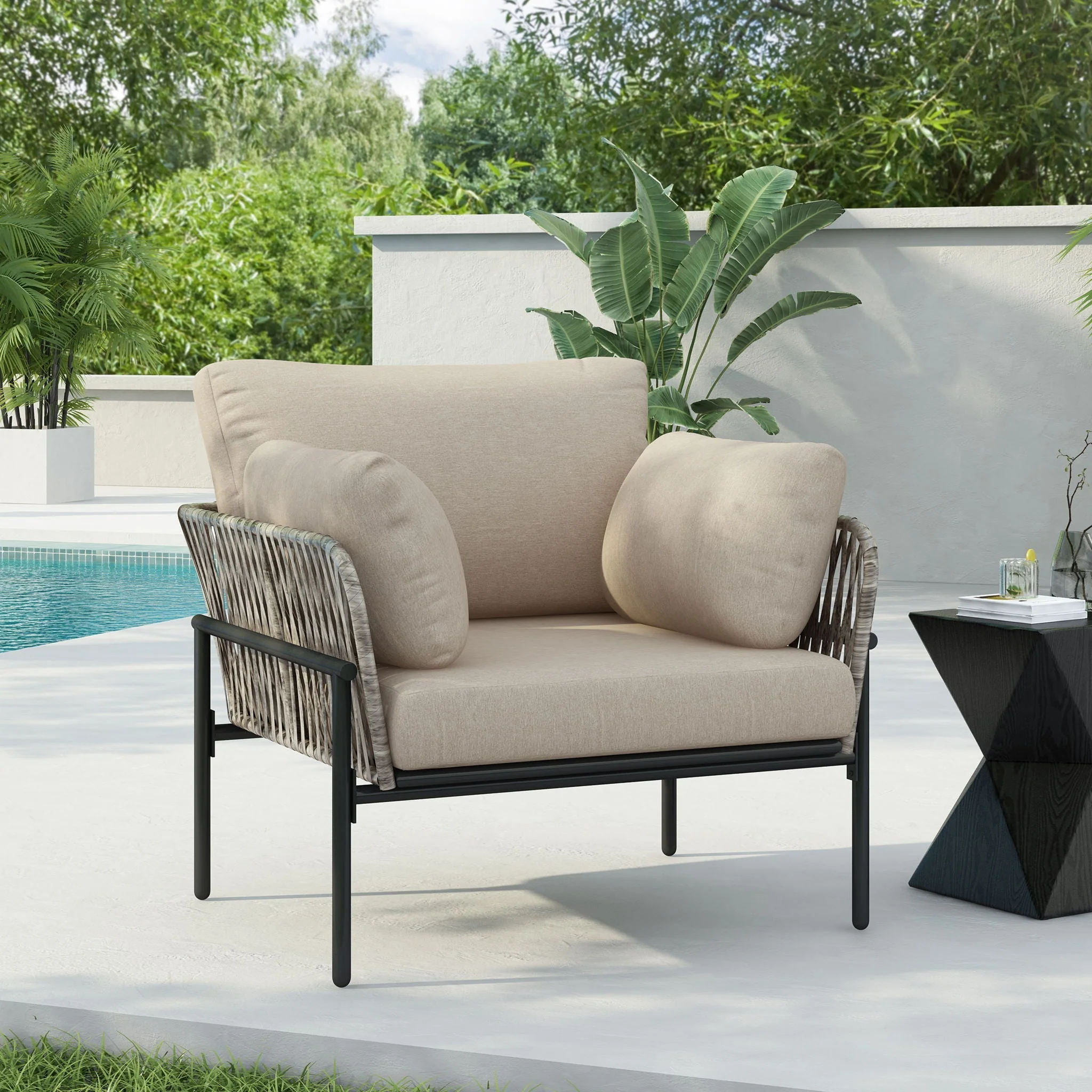 Rope Lounge Chair With Cushions For Modern Spaces - Image 5