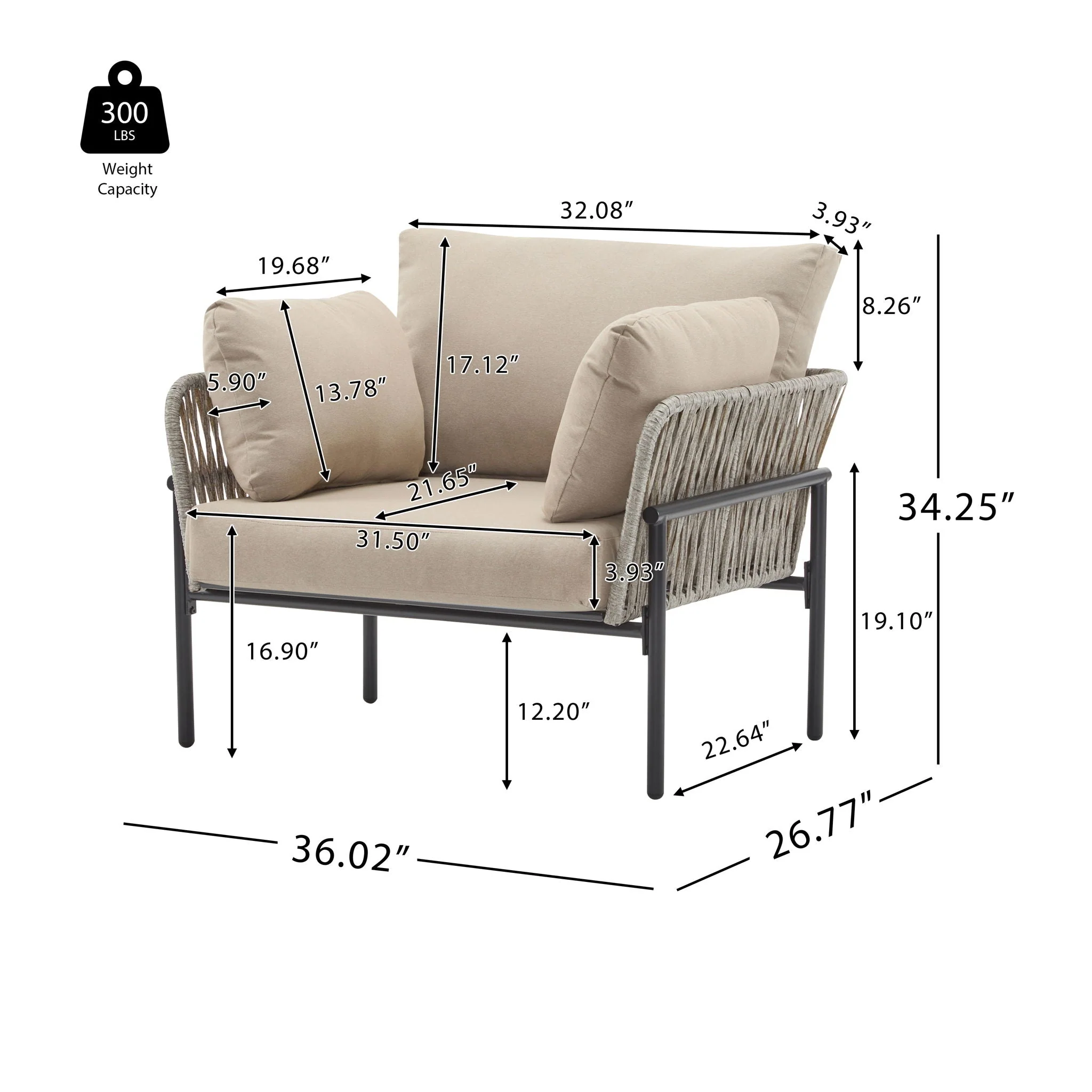 Rope Lounge Chair With Cushions For Modern Spaces - Image 6