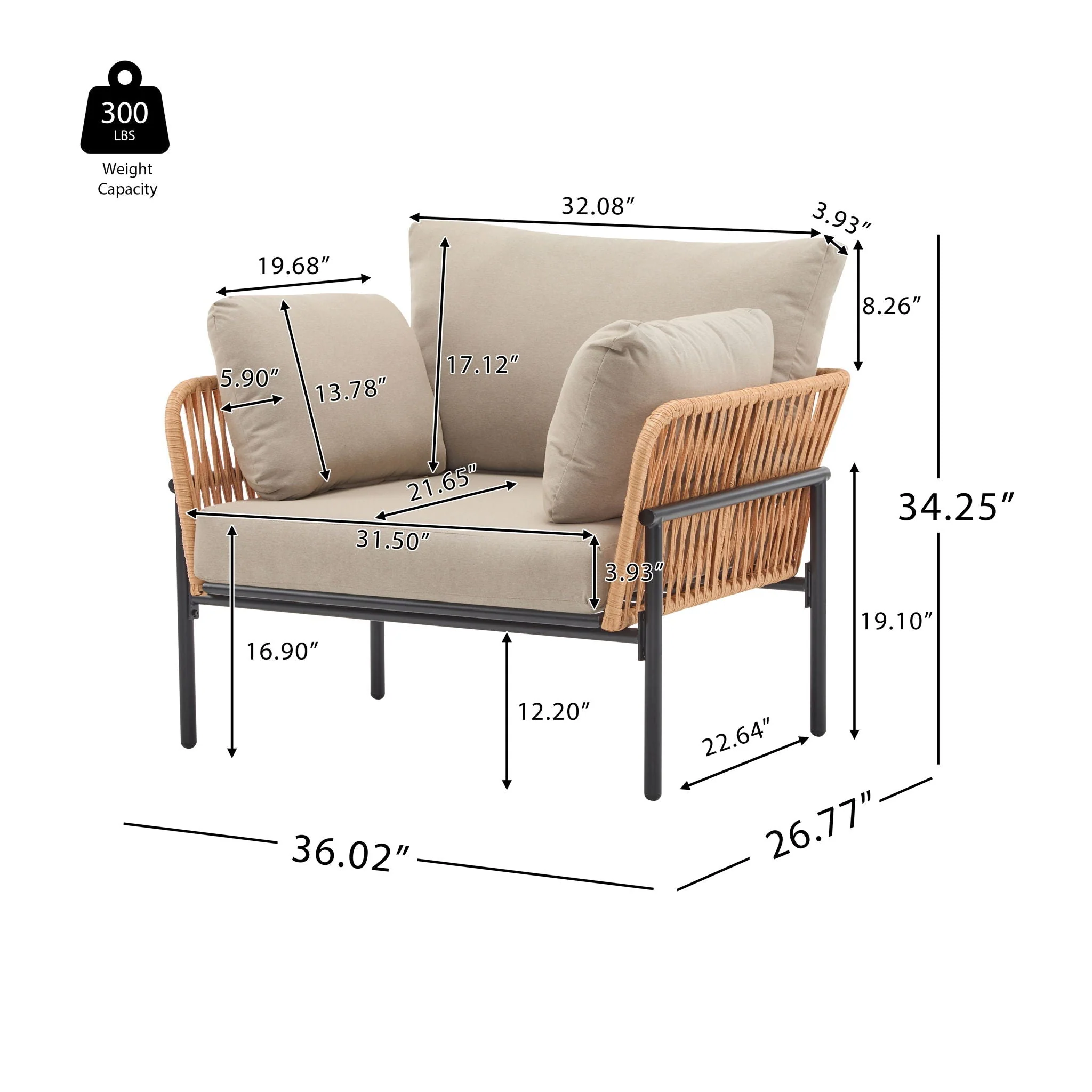Rope Lounge Chair With Cushions For Modern Spaces - Image 8