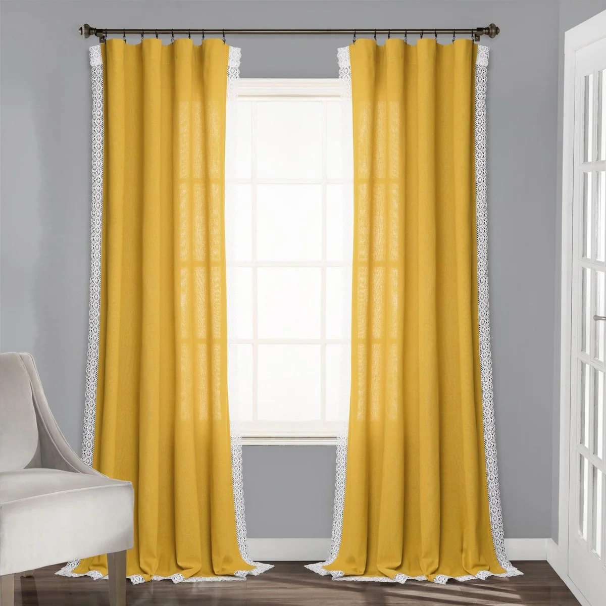 Rosalie Faux Linen Window Panel Set - Image 7