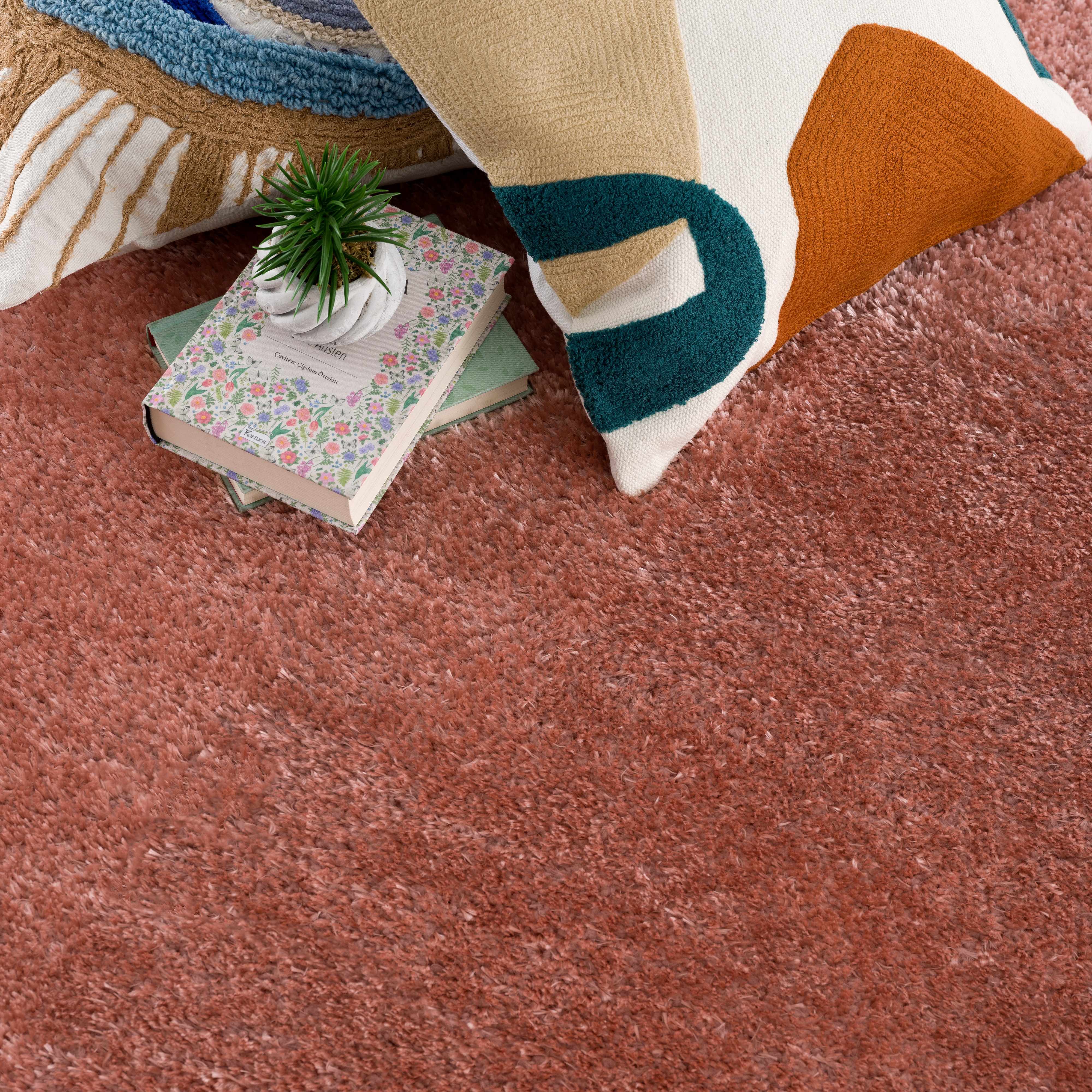 Rosava Dusty Pink Subtle Wavy Abstract Modern Minimalist Polyester Machine Woven Area Rug - Clearance - Image 12