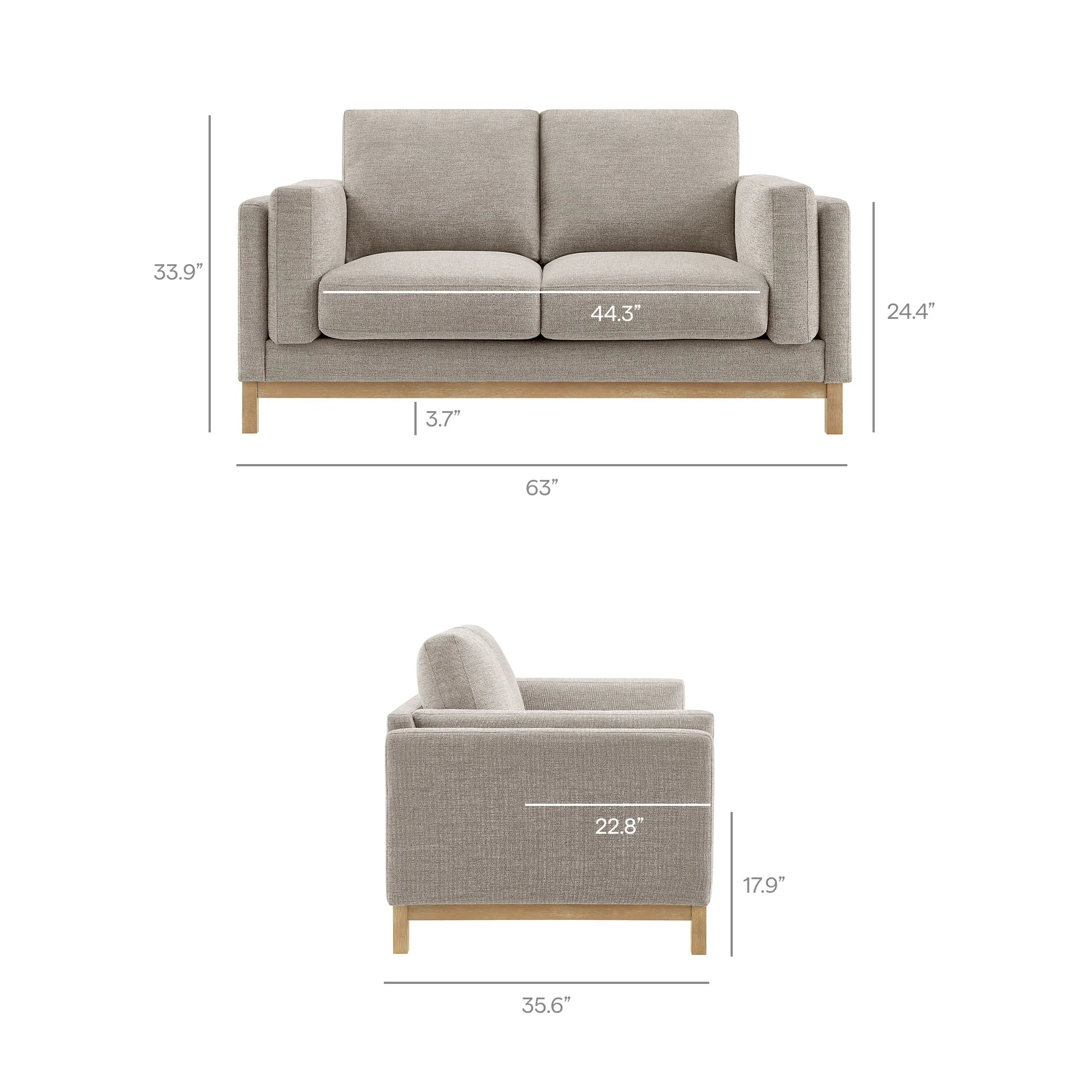 Roscoe 63 Inch Fabric Loveseat by Modway - Image 16