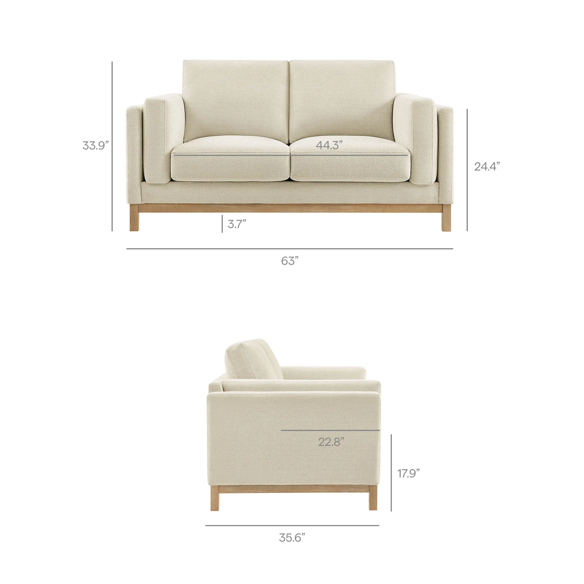 Roscoe 63 Inch Fabric Loveseat by Modway - Image 17