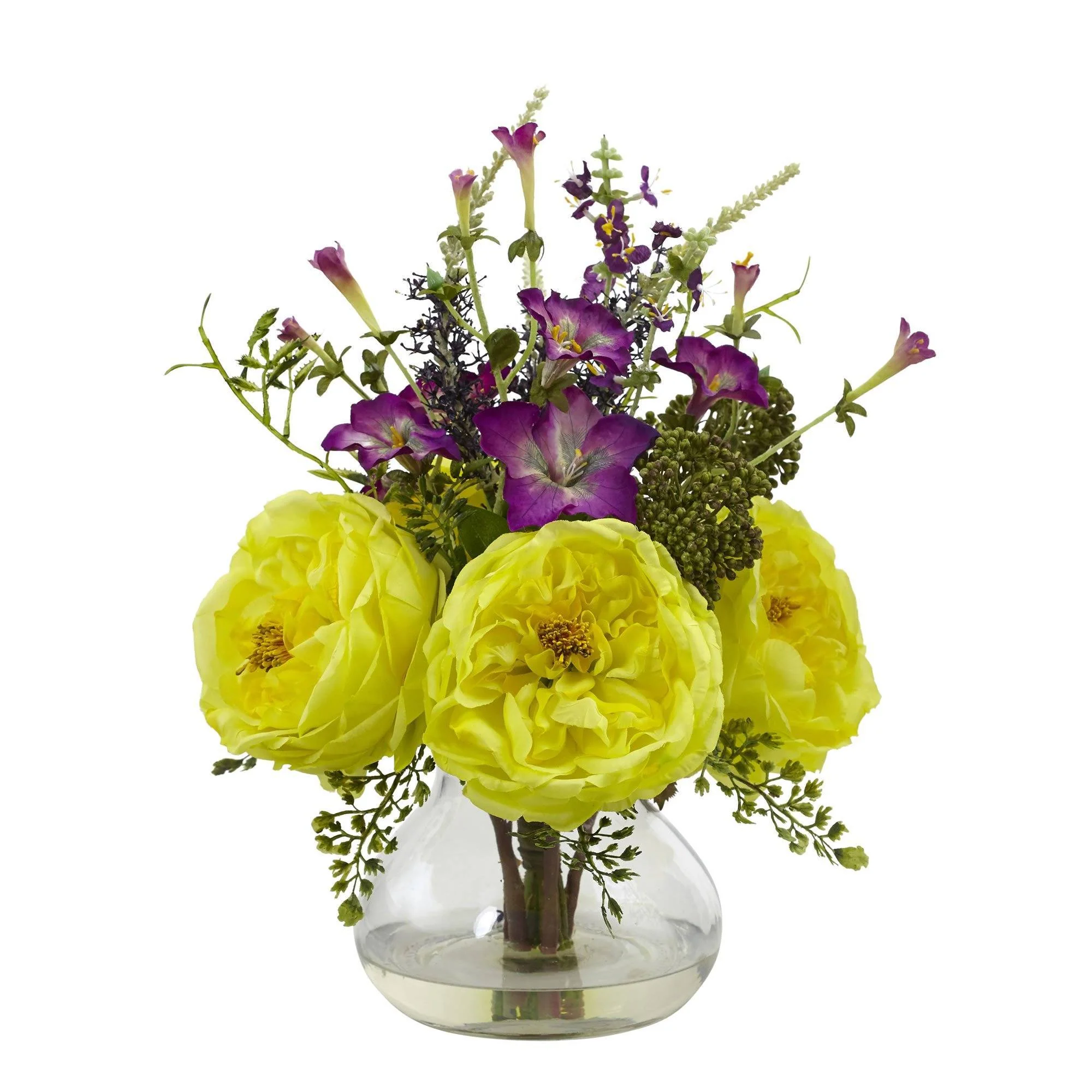 Rose and Morning Glory Arrangement with Vase - Image 2