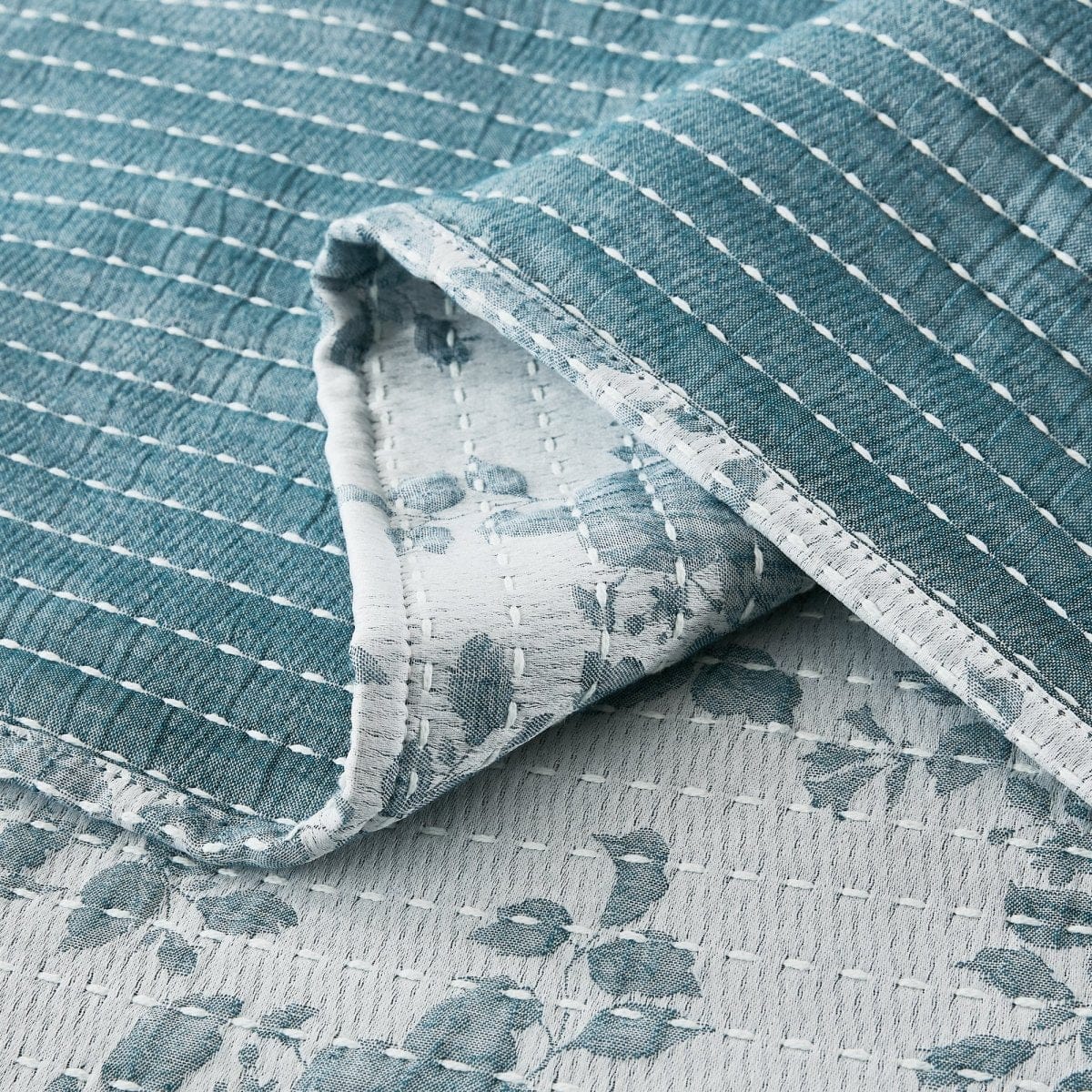 Rose Garden Pick Stitch Jacquard Matelasse Coverlet Set - Image 8