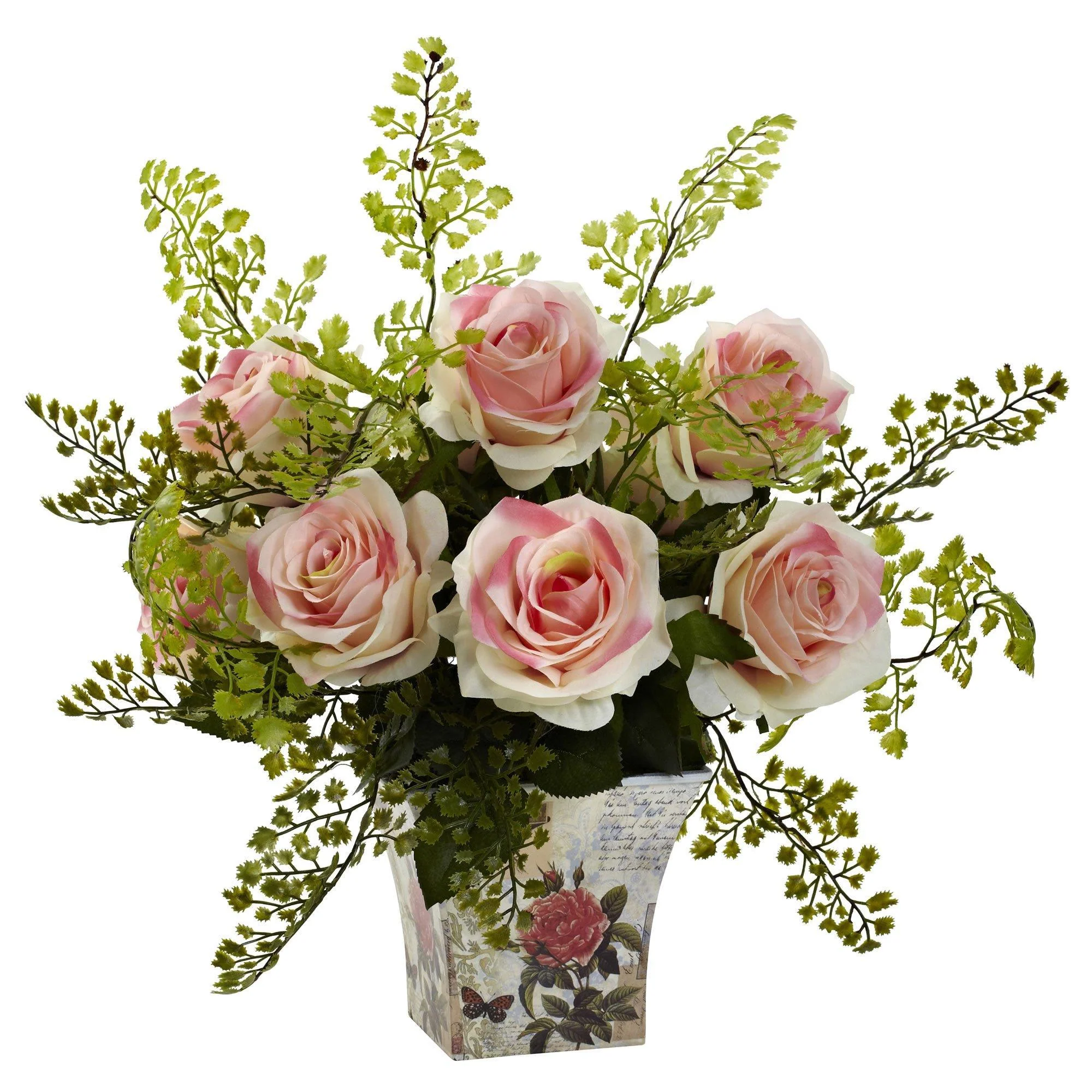 Rose & Maiden Hair w/Floral Planter - Image 2