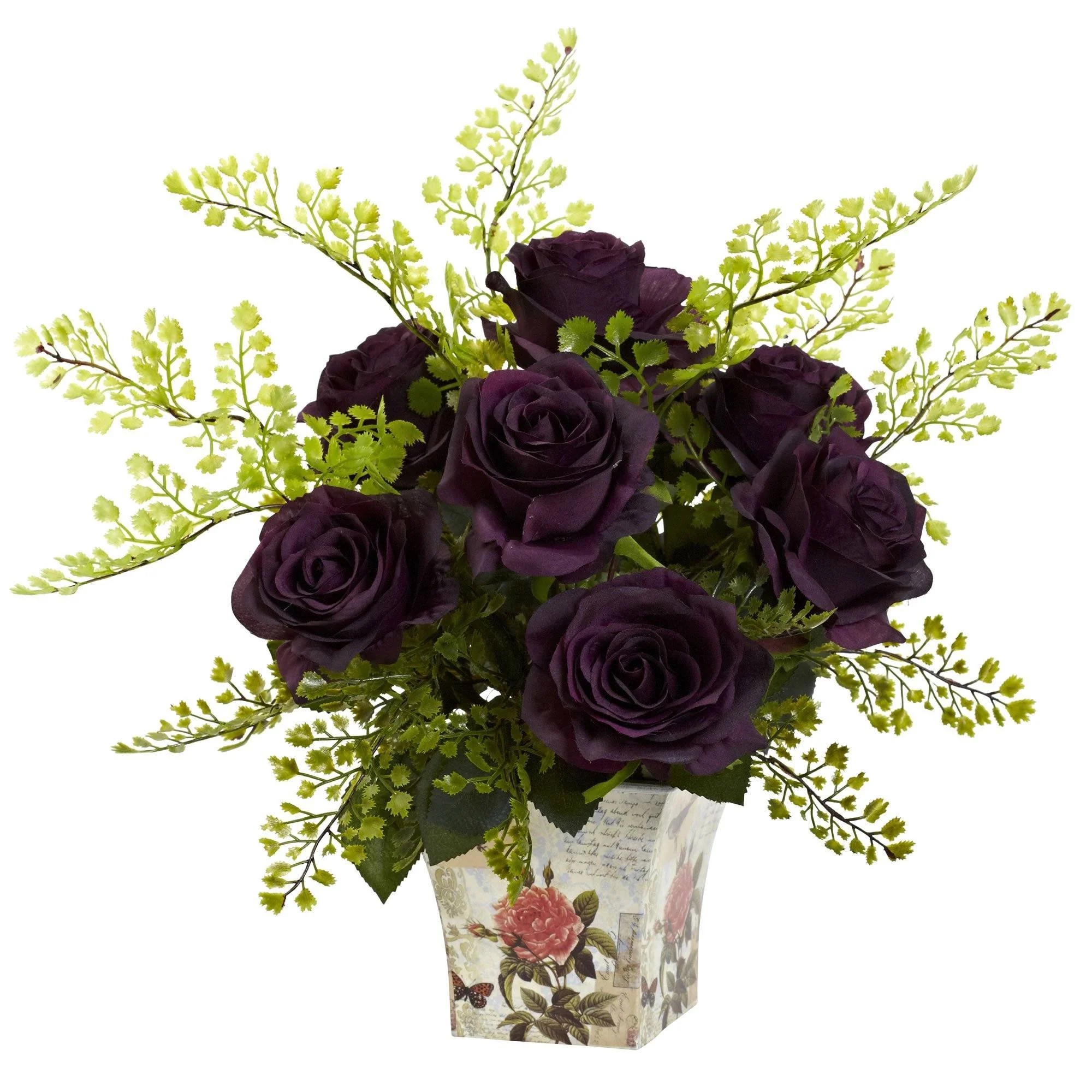 Rose & Maiden Hair w/Floral Planter - Image 4