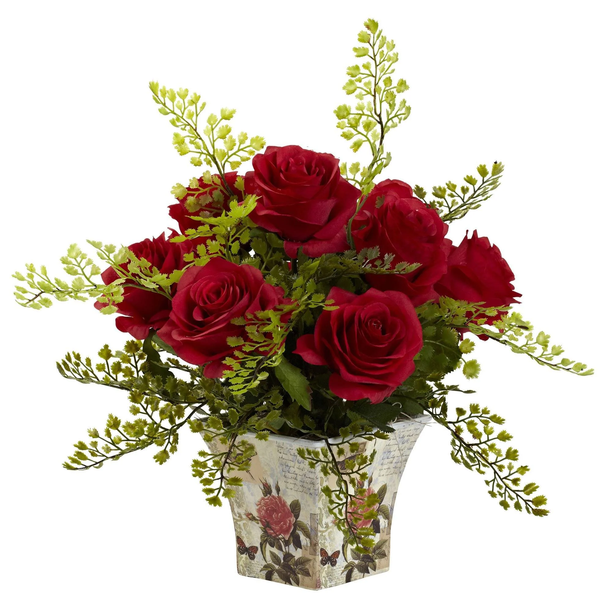 Rose & Maiden Hair w/Floral Planter - Image 6