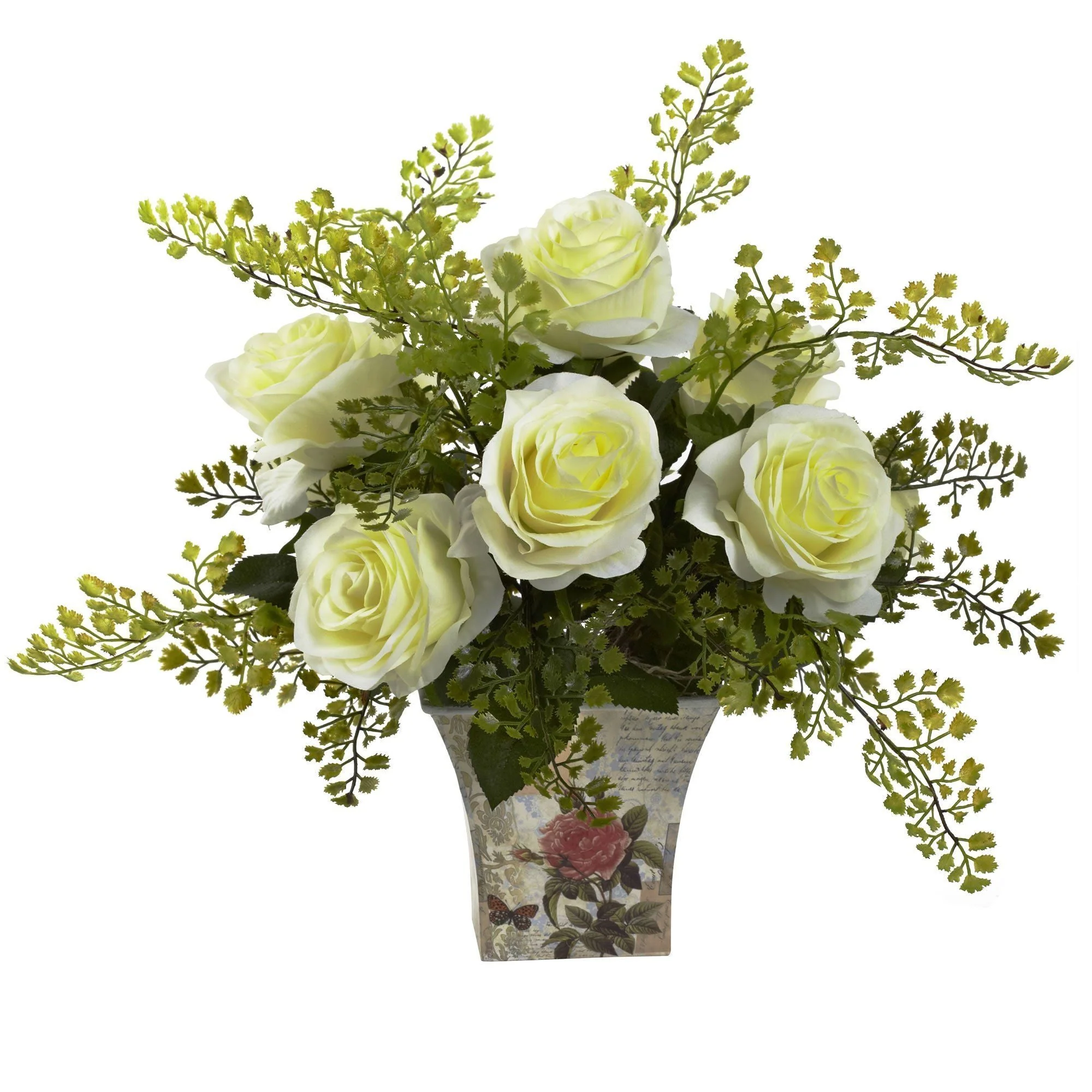 Rose & Maiden Hair w/Floral Planter - Image 7
