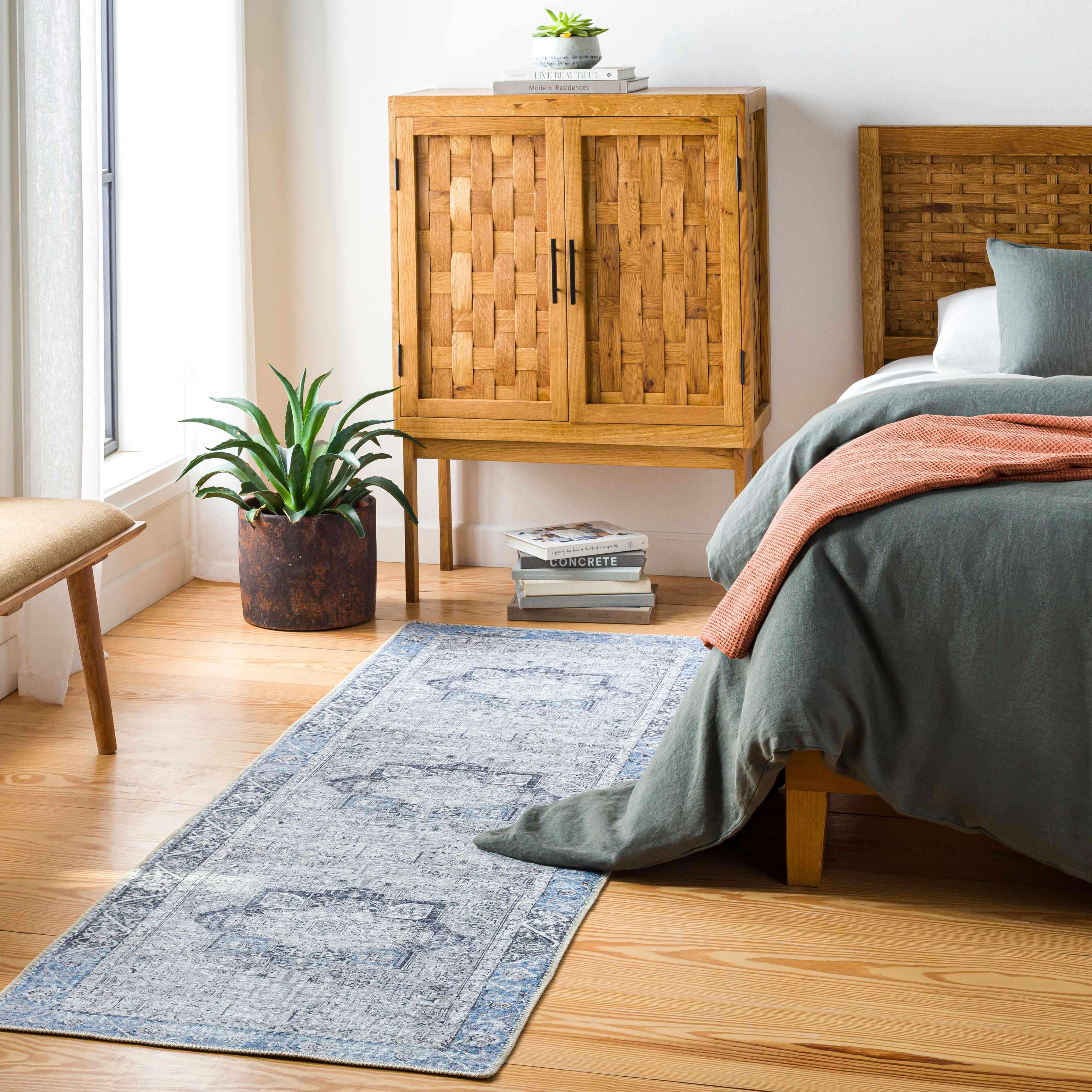Rosman Blue&Beige  - Promo Washable Area Rug - Clearance - Image 3