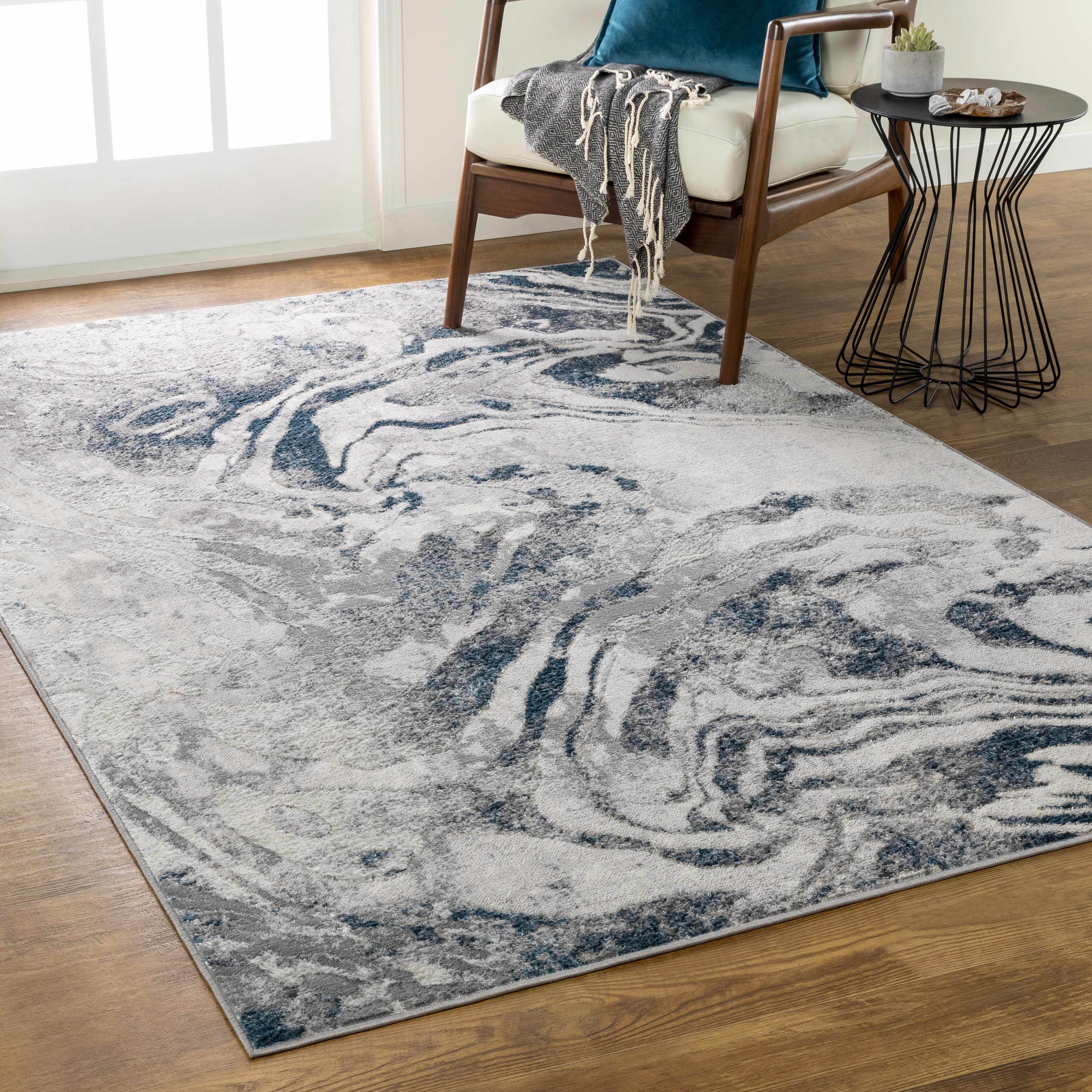 Rosthern Blue Marble Rug - Clearance - Image 2