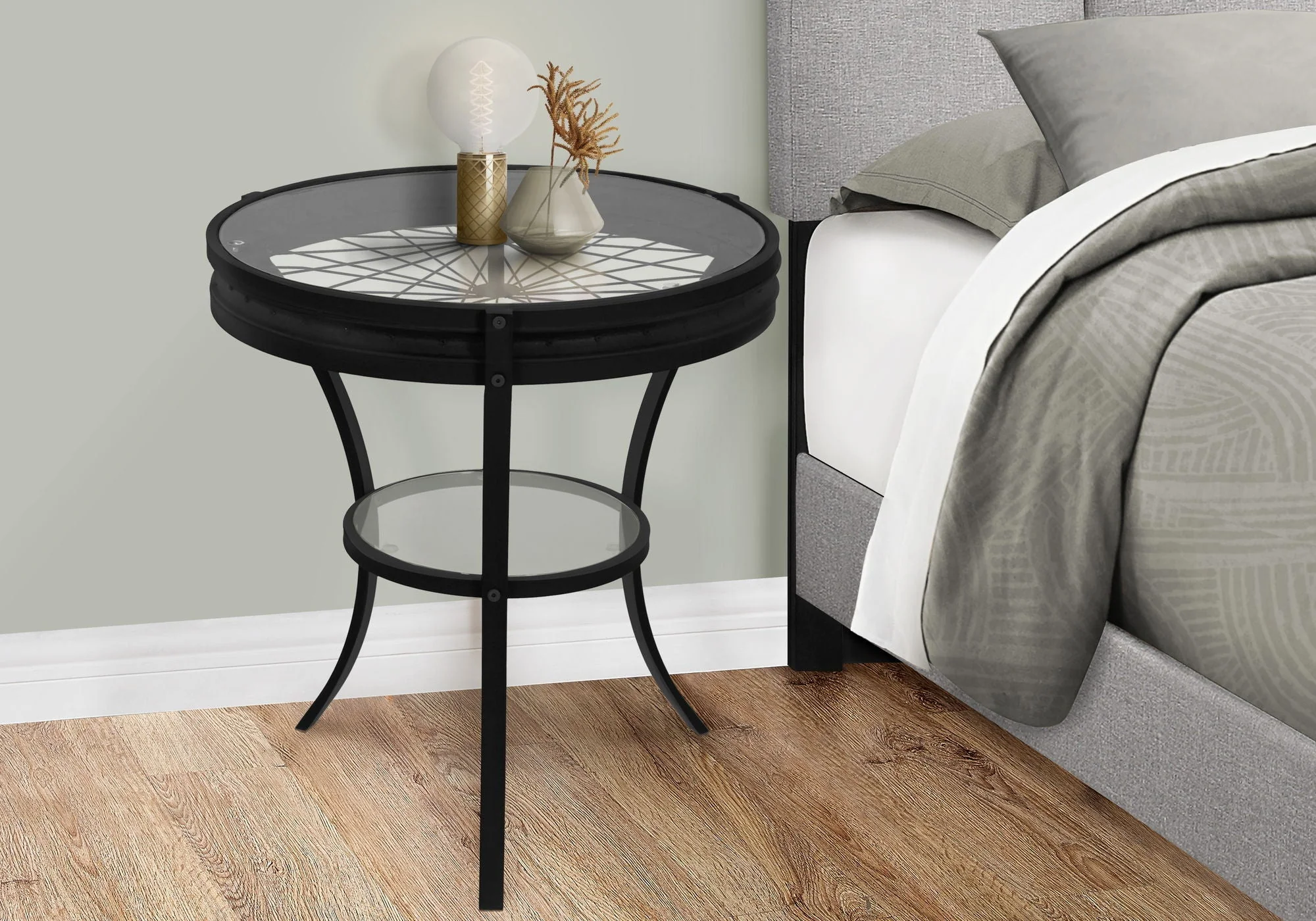 Round Accent Table, Transitional - Black - Image 3