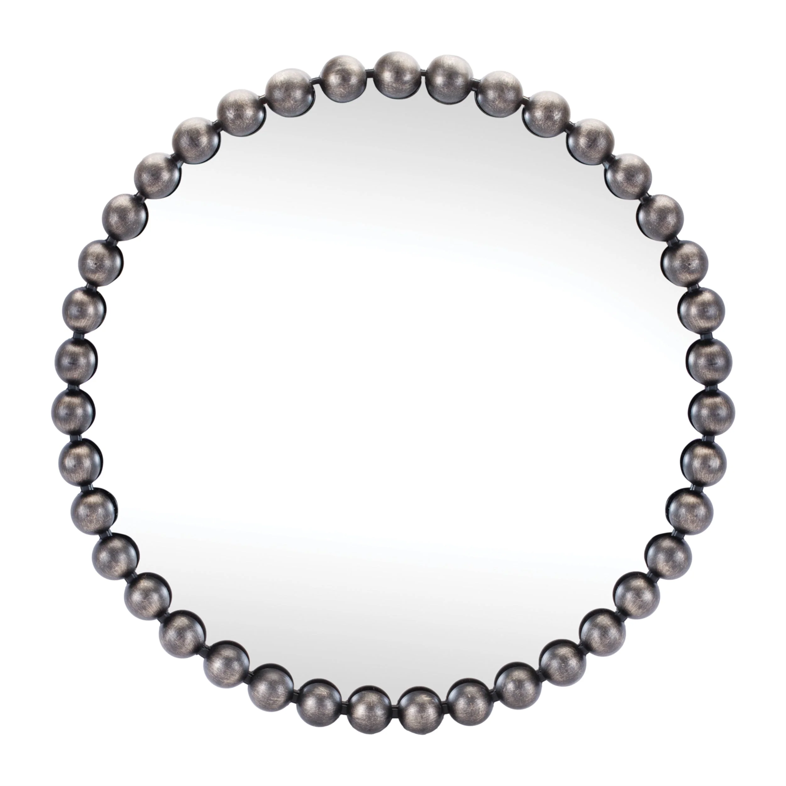 Round Beaded Metal Wall Mirror 23.5"D