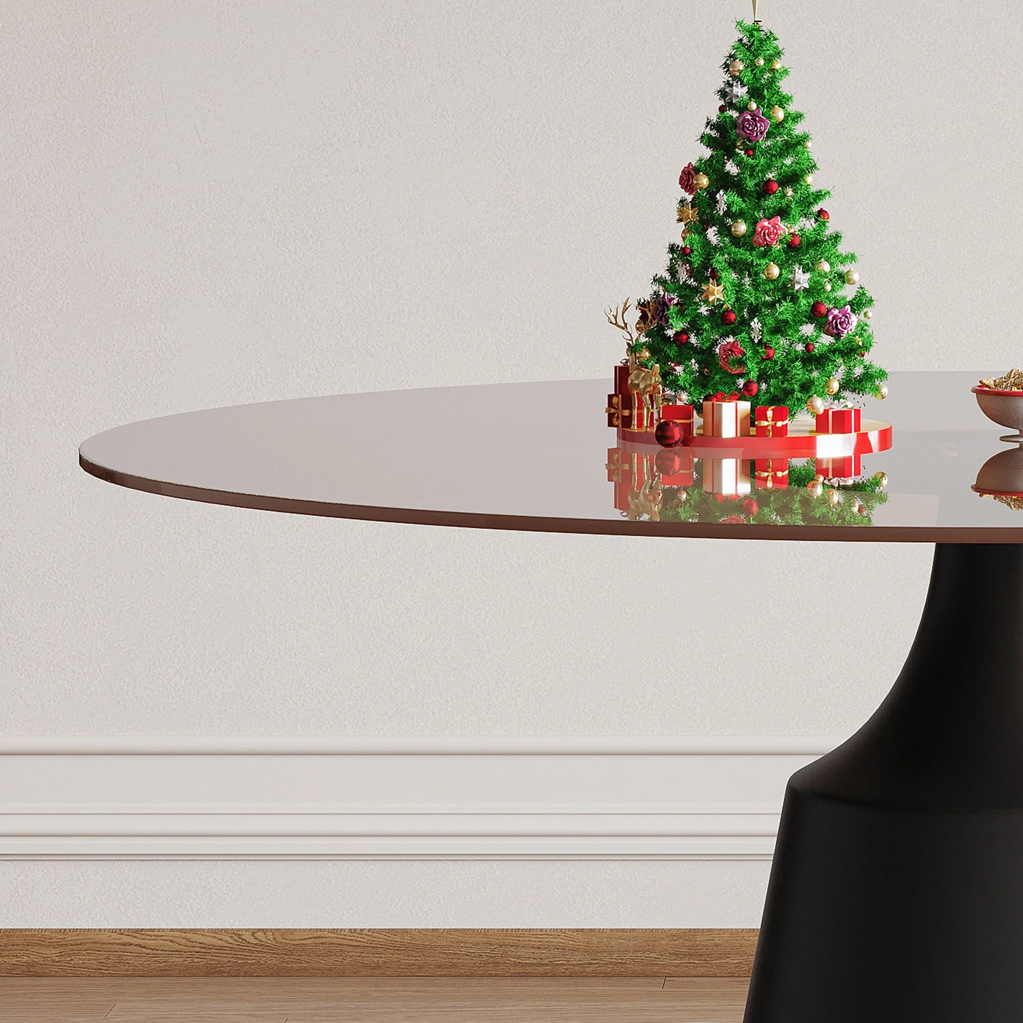 Round Dining Table And 4 Chair Set With Ergonomic Chairs - Black - Image 4
