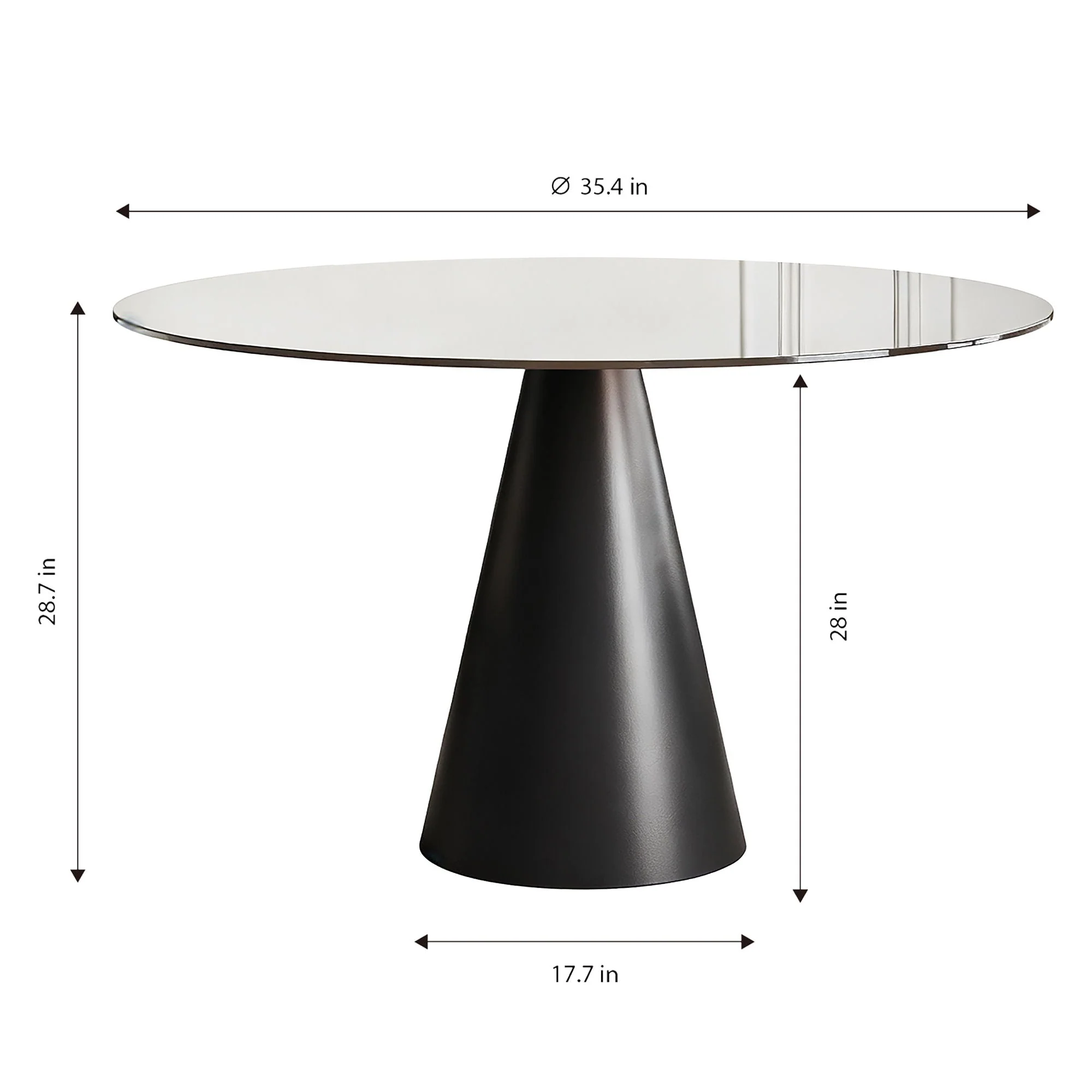 Round Dining Table, For 2 - 4 People - Black / Brown - Image 3