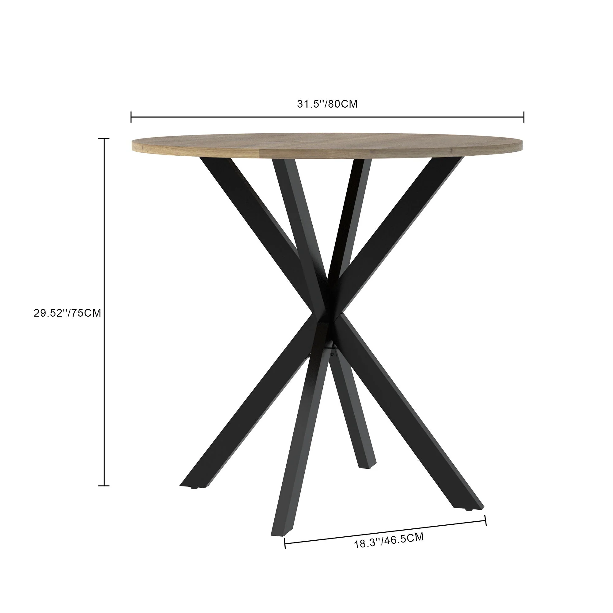 Round Dining Table For 2 - 4 People, Compact Kitchen Or Dining Room - Rustic Brown - Image 4