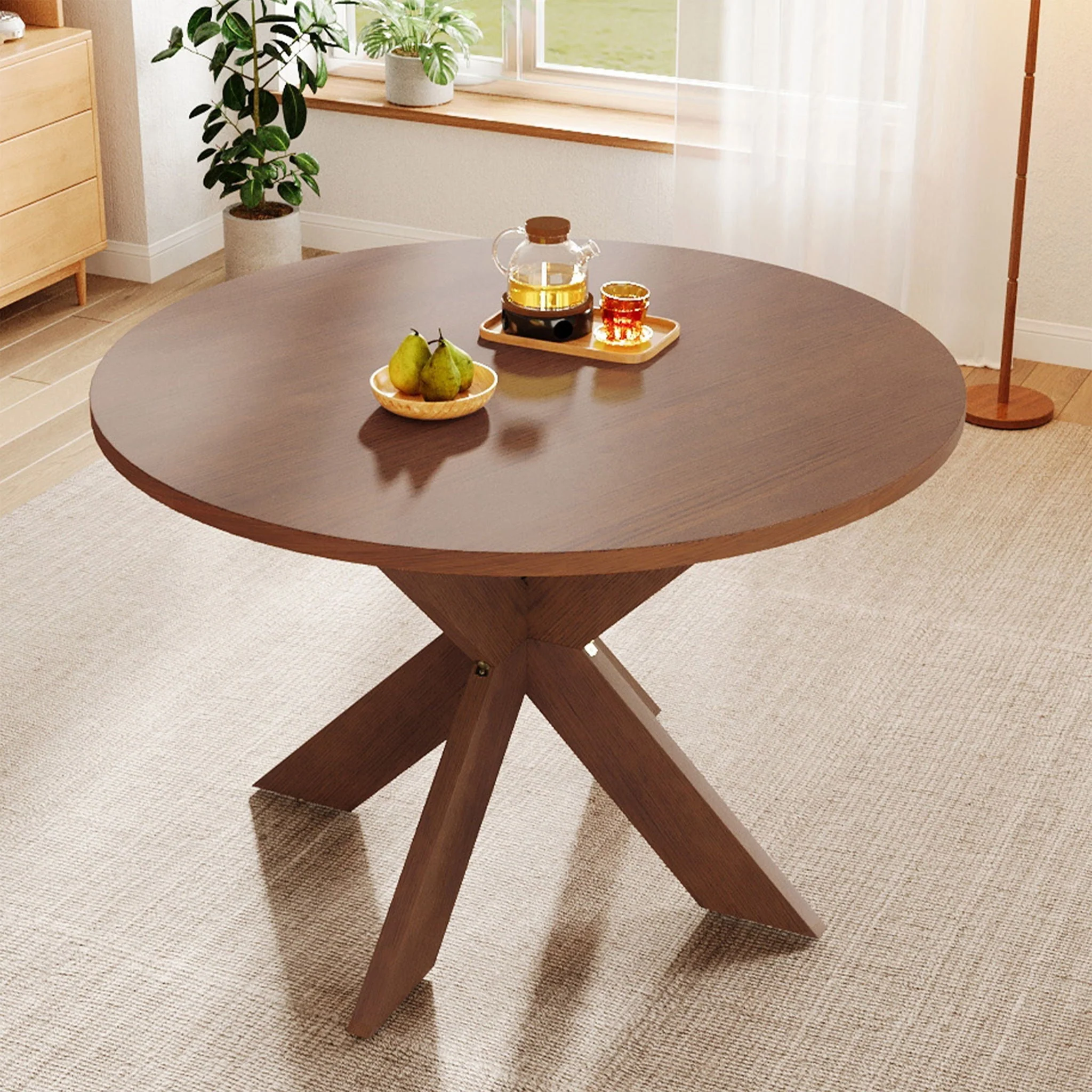Round Dining Table Kitchen Table - Cherry - Image 3