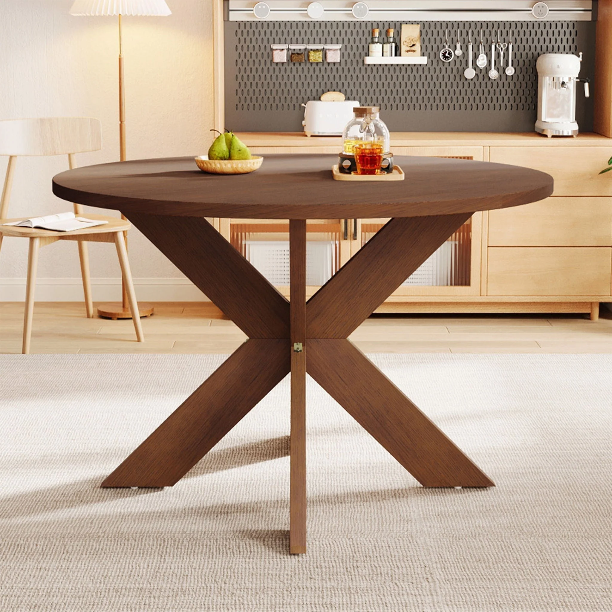 Round Dining Table Kitchen Table - Cherry - Image 4