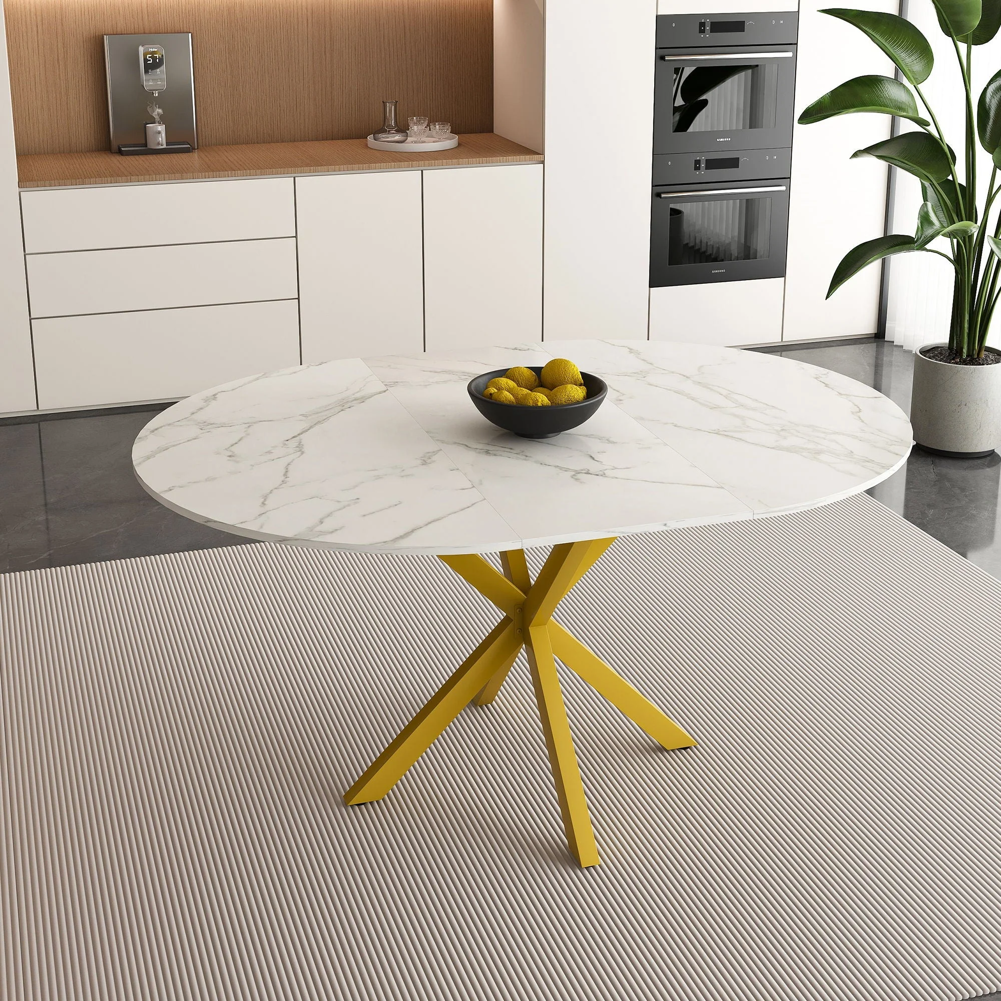 Round Dining Table With Extendable Blades, X Base - Image 5