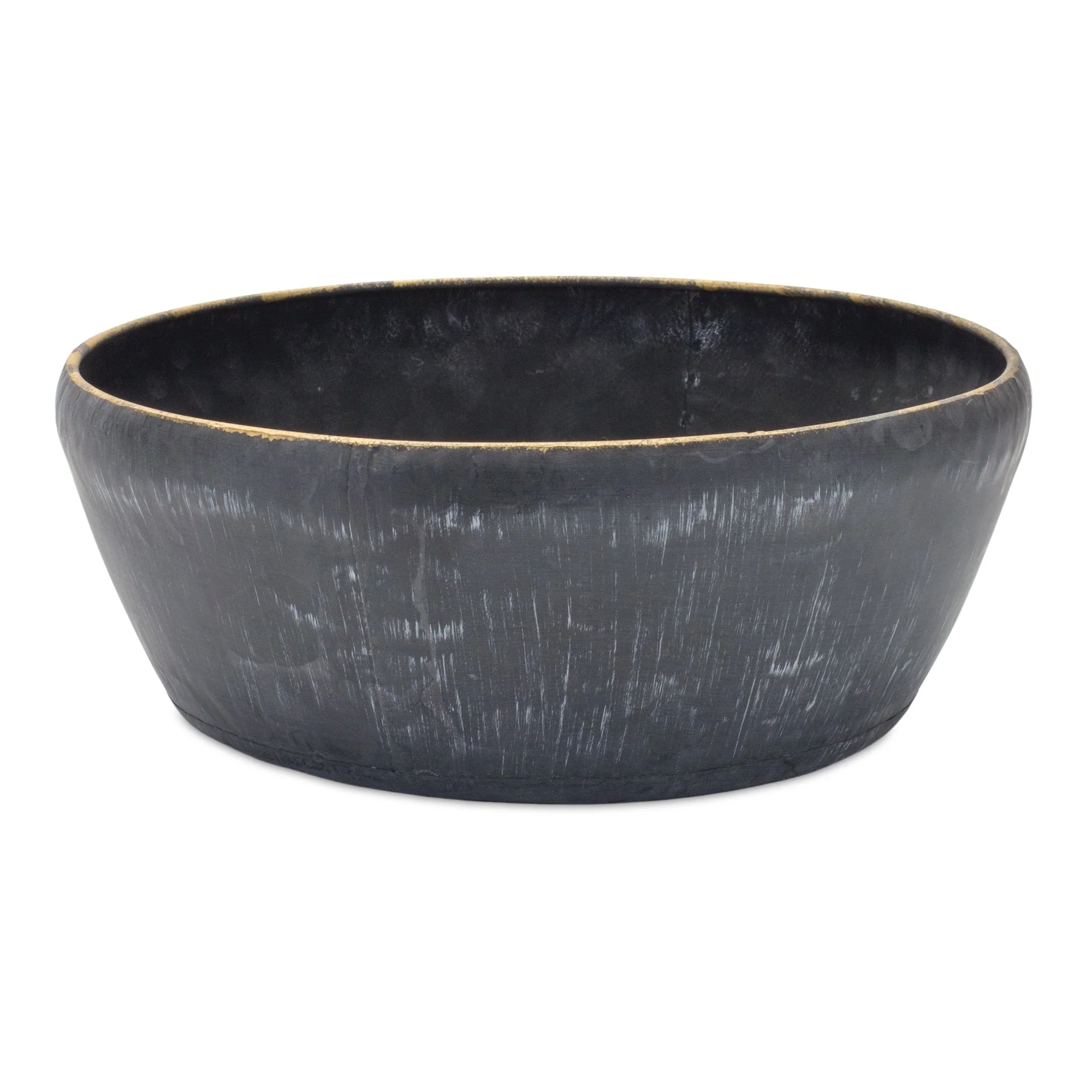 Round Distressed Metal Planter with Gold Accent (Set of 2) - Image 2